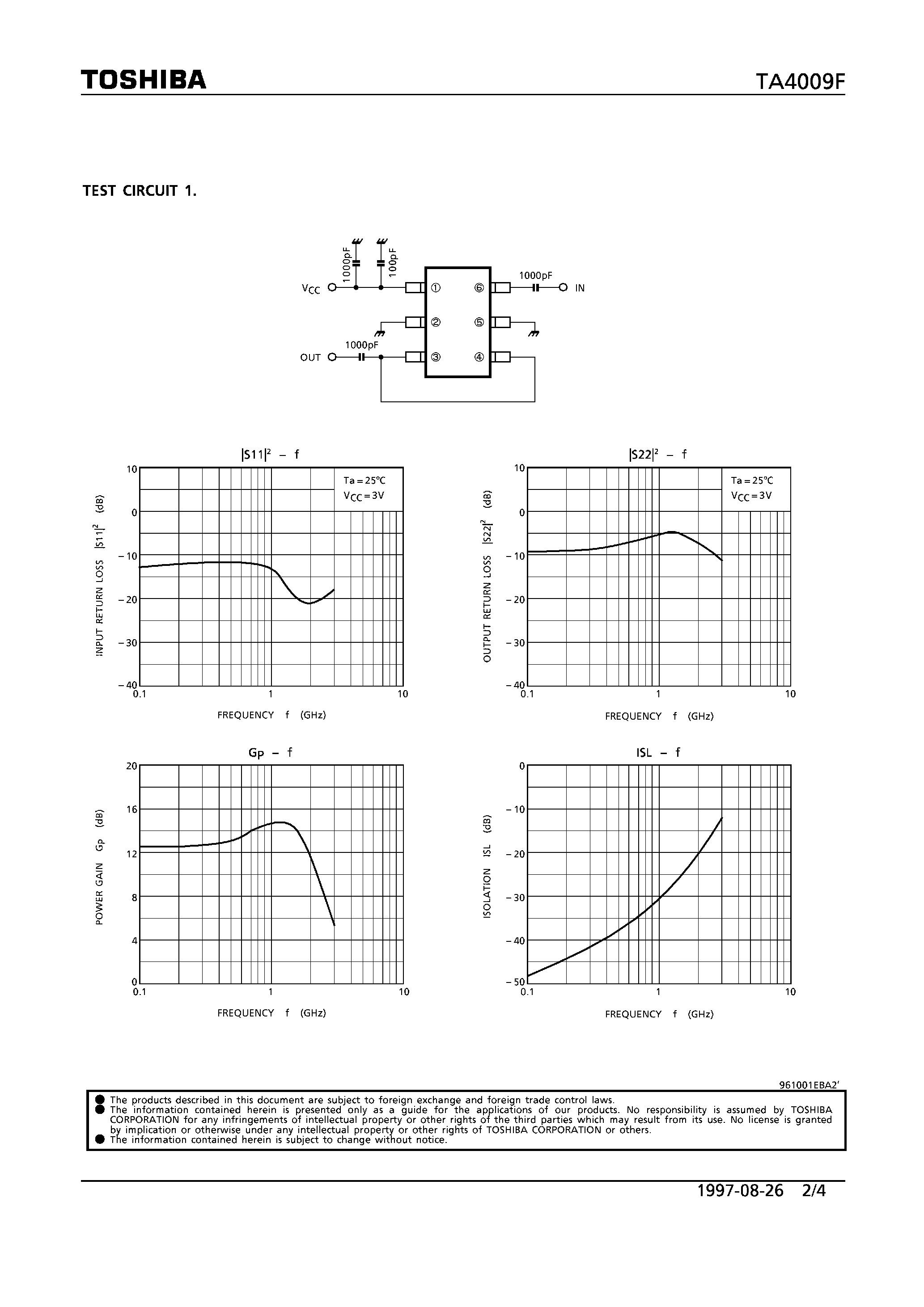 Datasheet TA4009F - 1.9GHz BAND PRE AMPLIFIER APPLICATION page 2