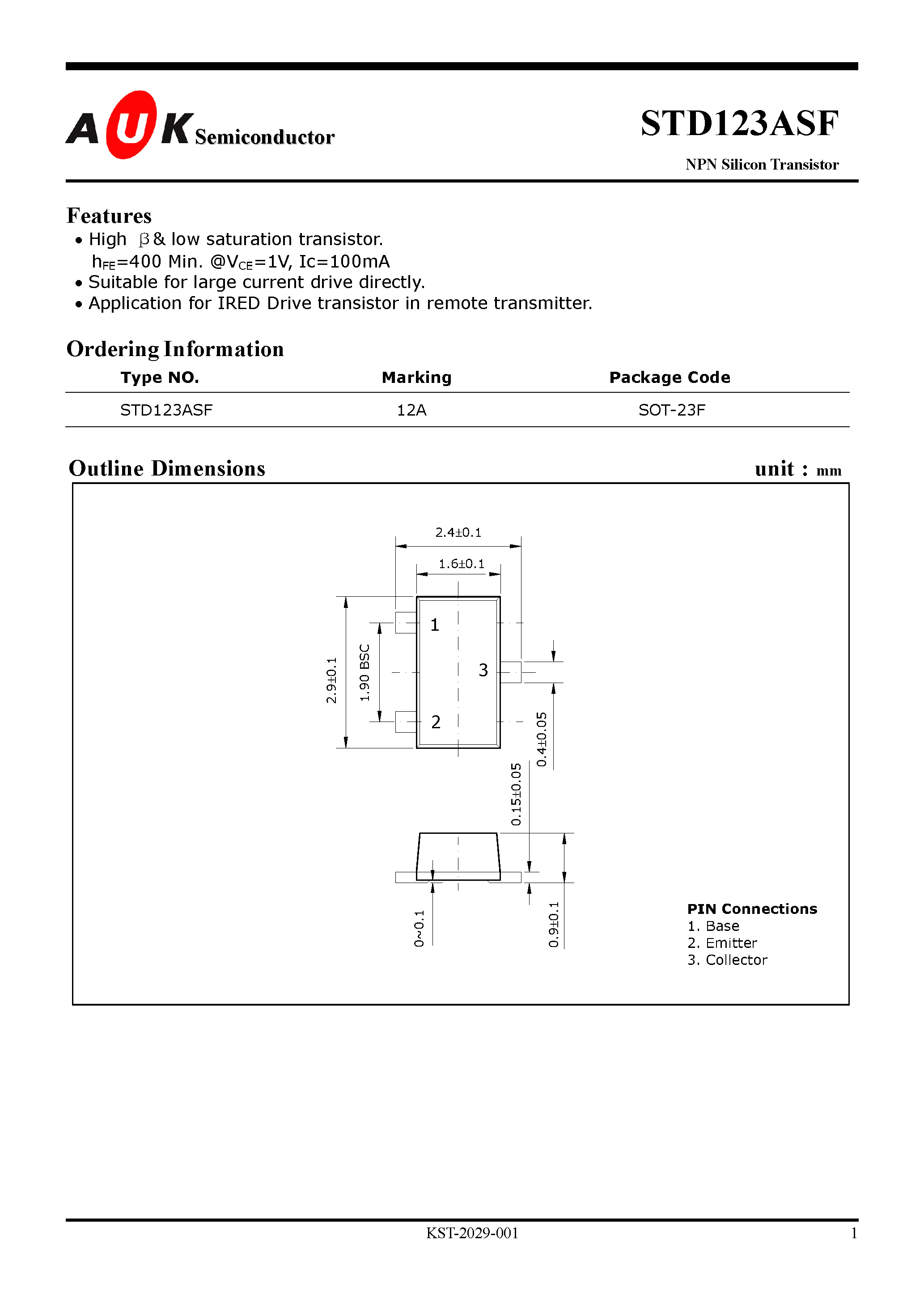 Datasheet STD123ASF - NPN Silicon Power Transistor page 1