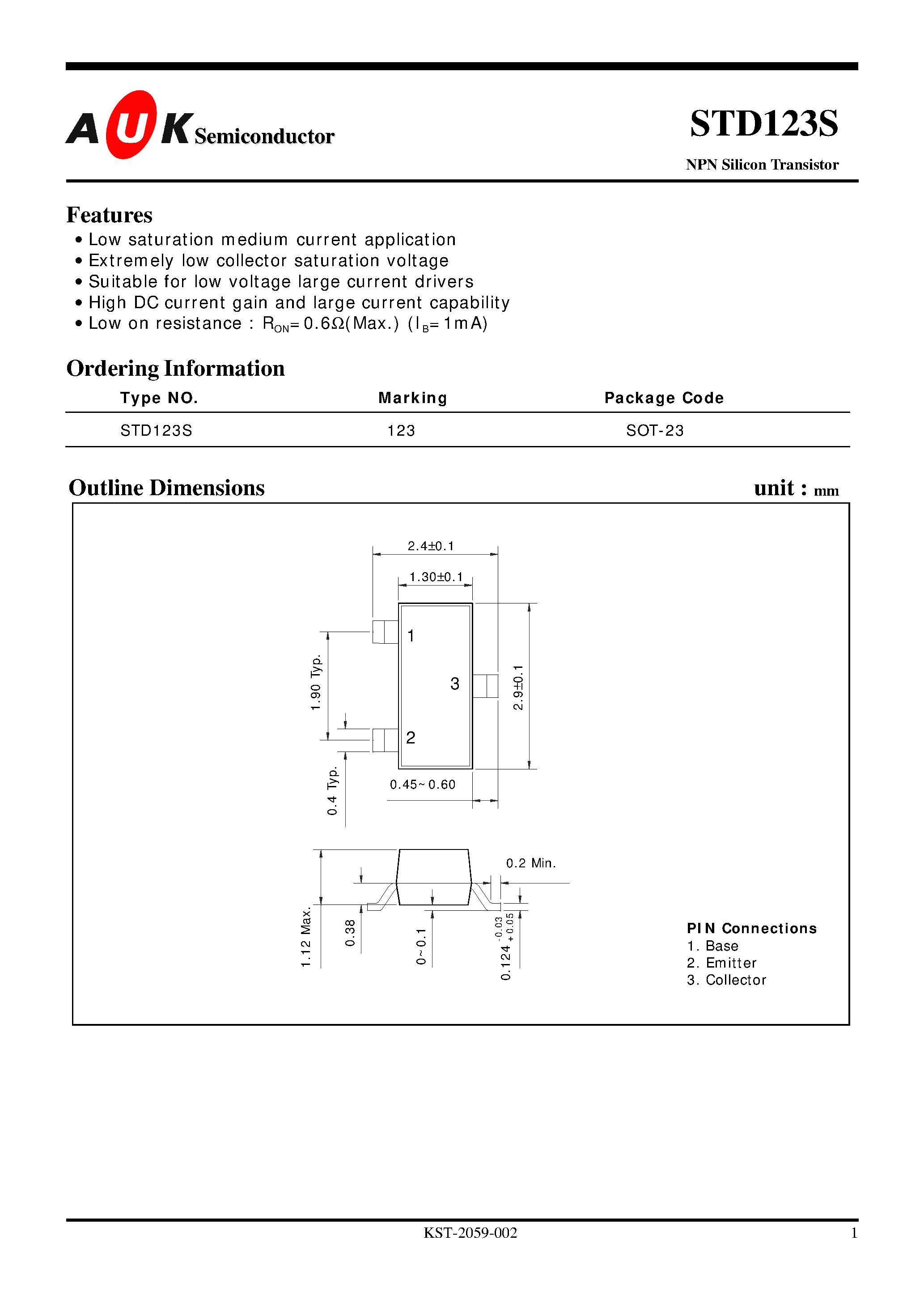 Даташит STD123S - NPN Silicon Power Transistor страница 1