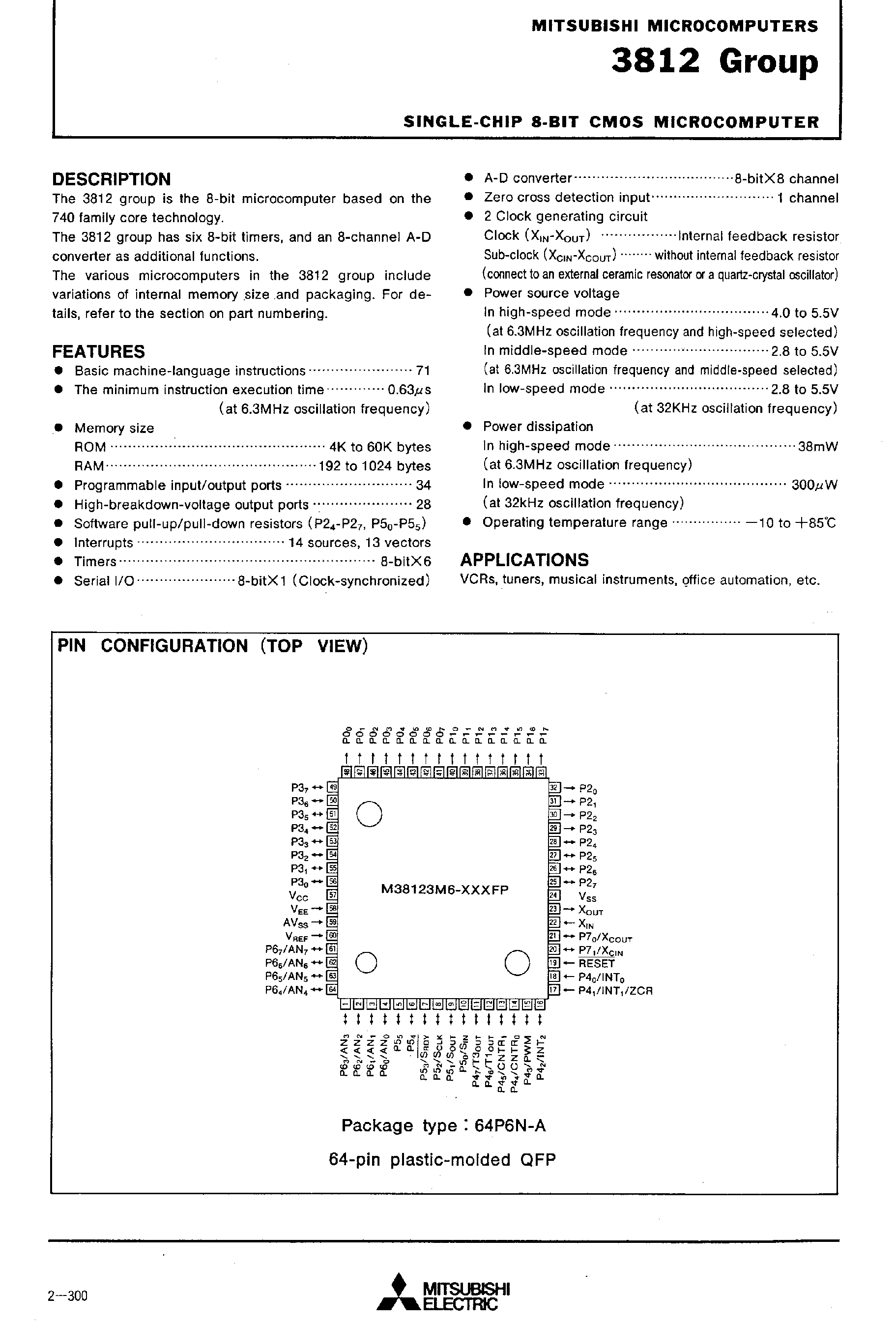 Datasheet M38127 - Single-Chip 8-Bit CMOS Microcomputer page 1