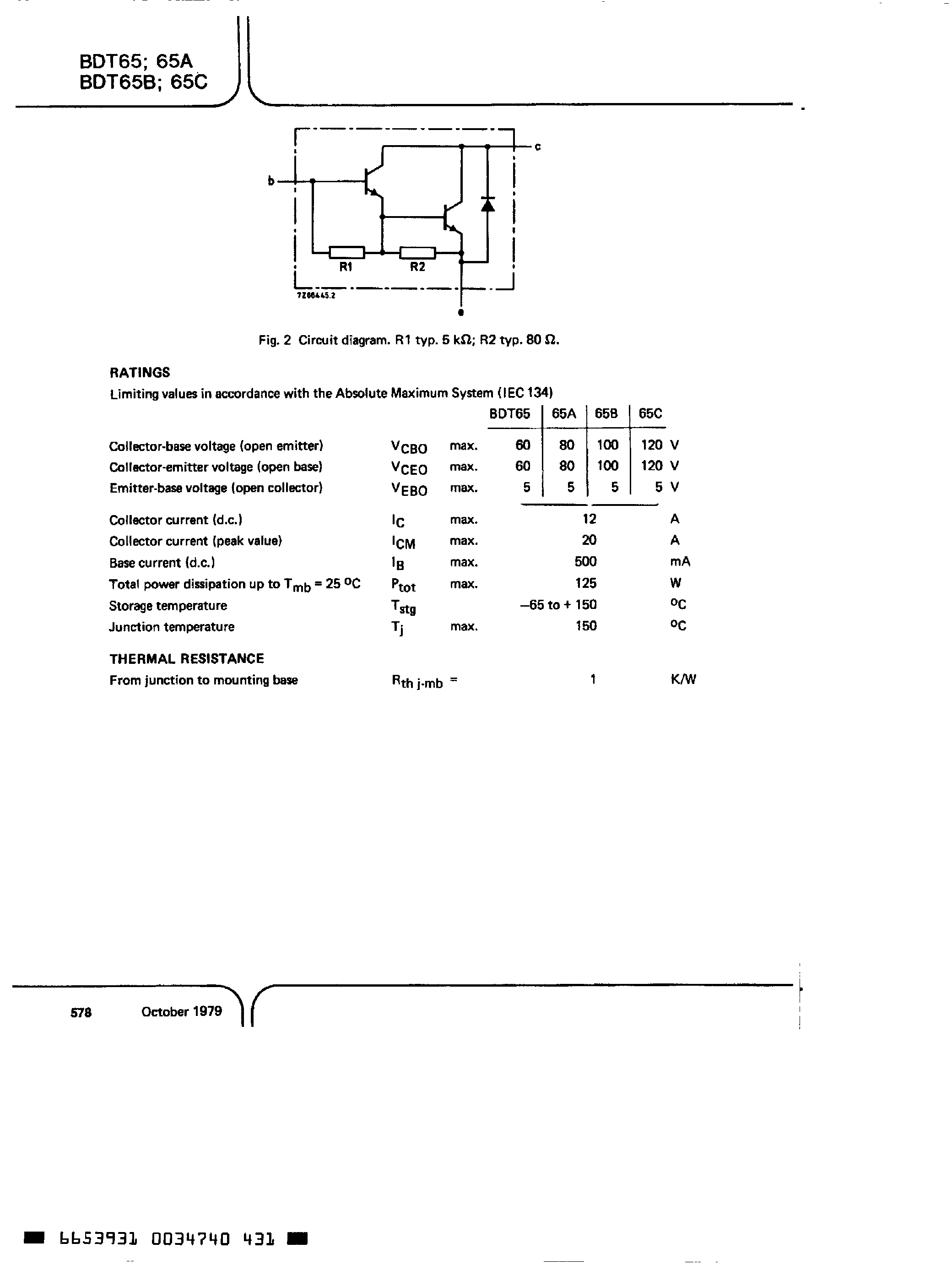 Даташит BDT65 - Silicon Darlington Power Transistors страница 2