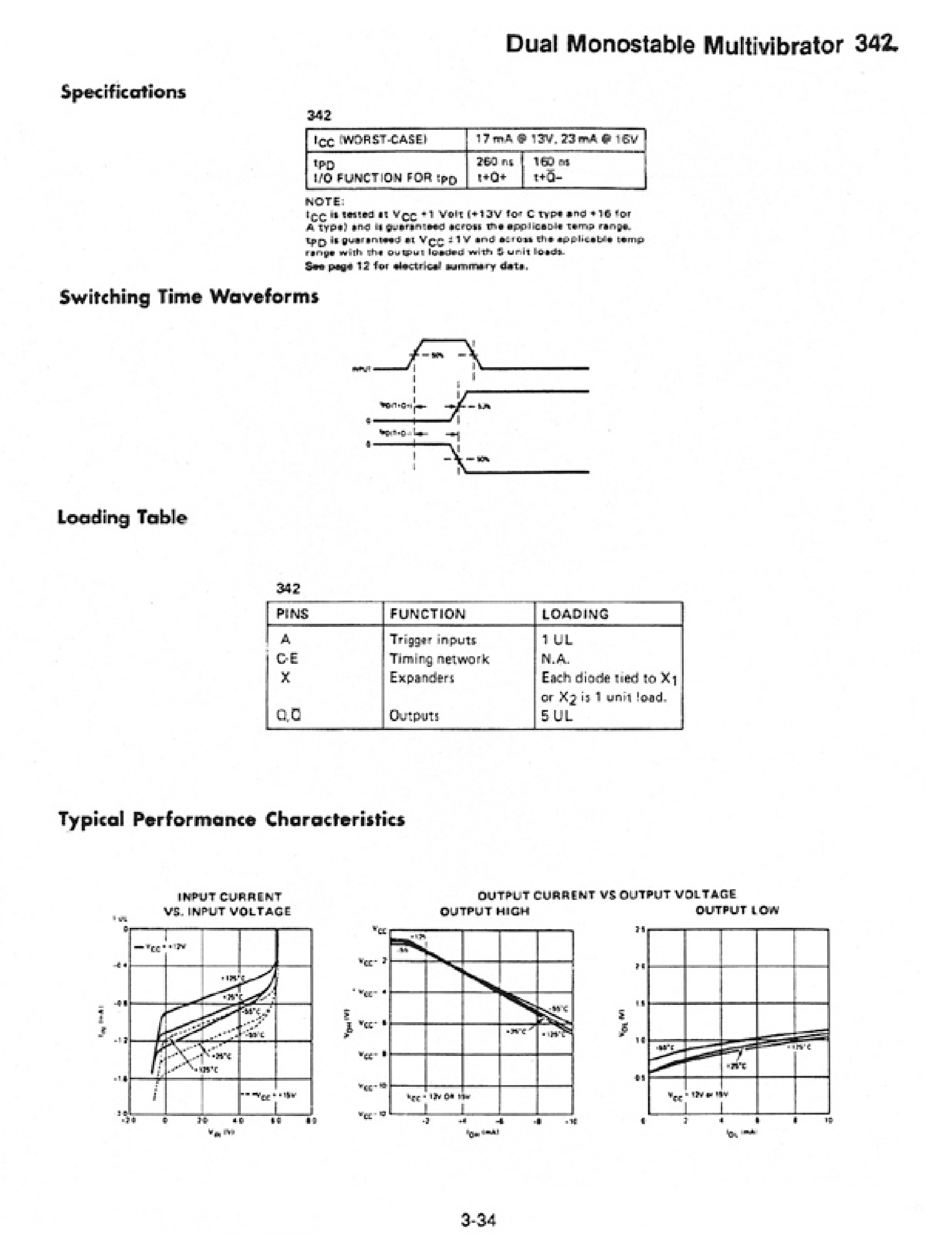 Datasheet TC342 page 2 Datasheet TC342 - High Noise Immunity Logic / Dual Monostable Multivibrator page 2