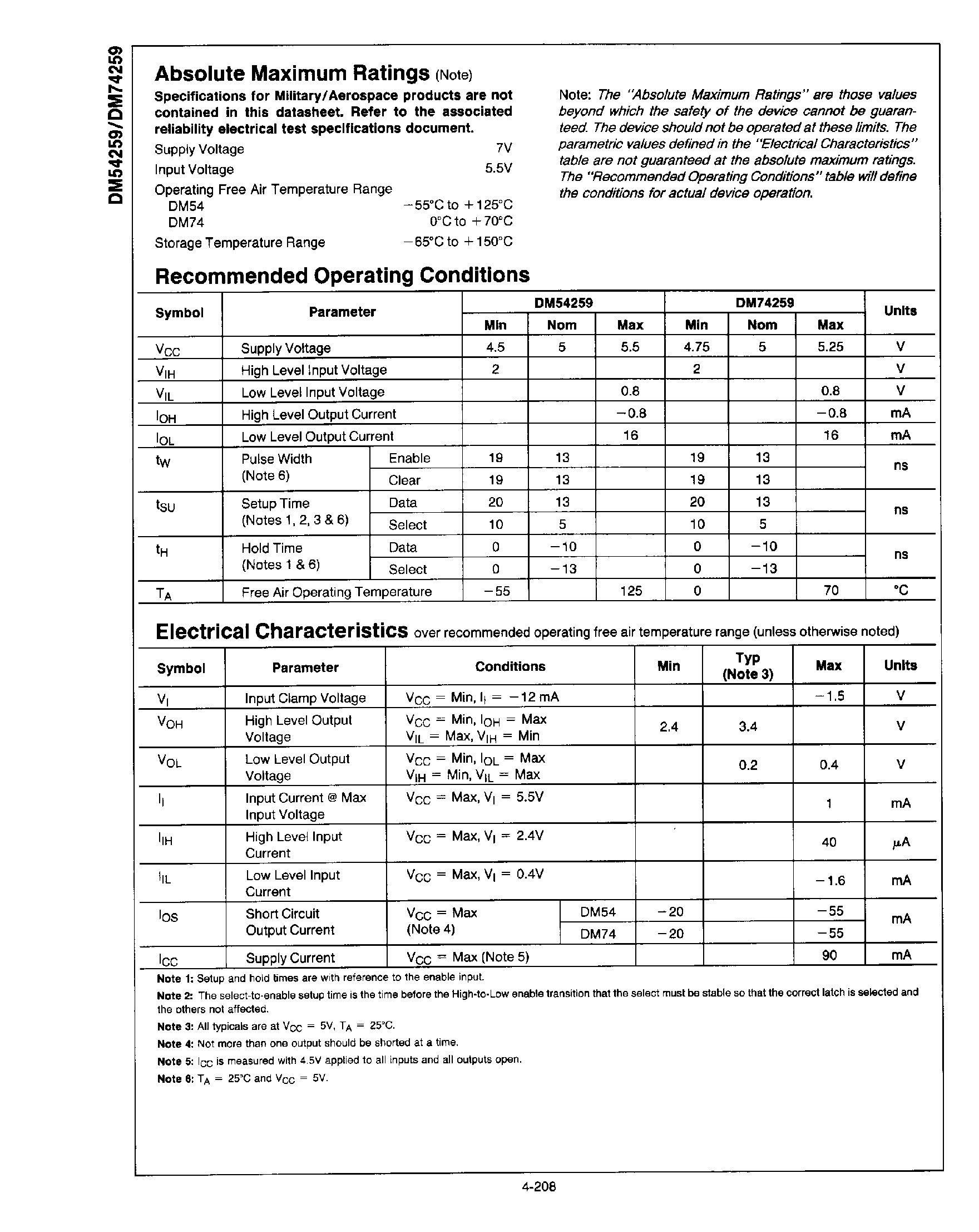 Datasheet DM74259 page 2 Datasheet DM74259 - 8-Bit Addressable Latches page 2