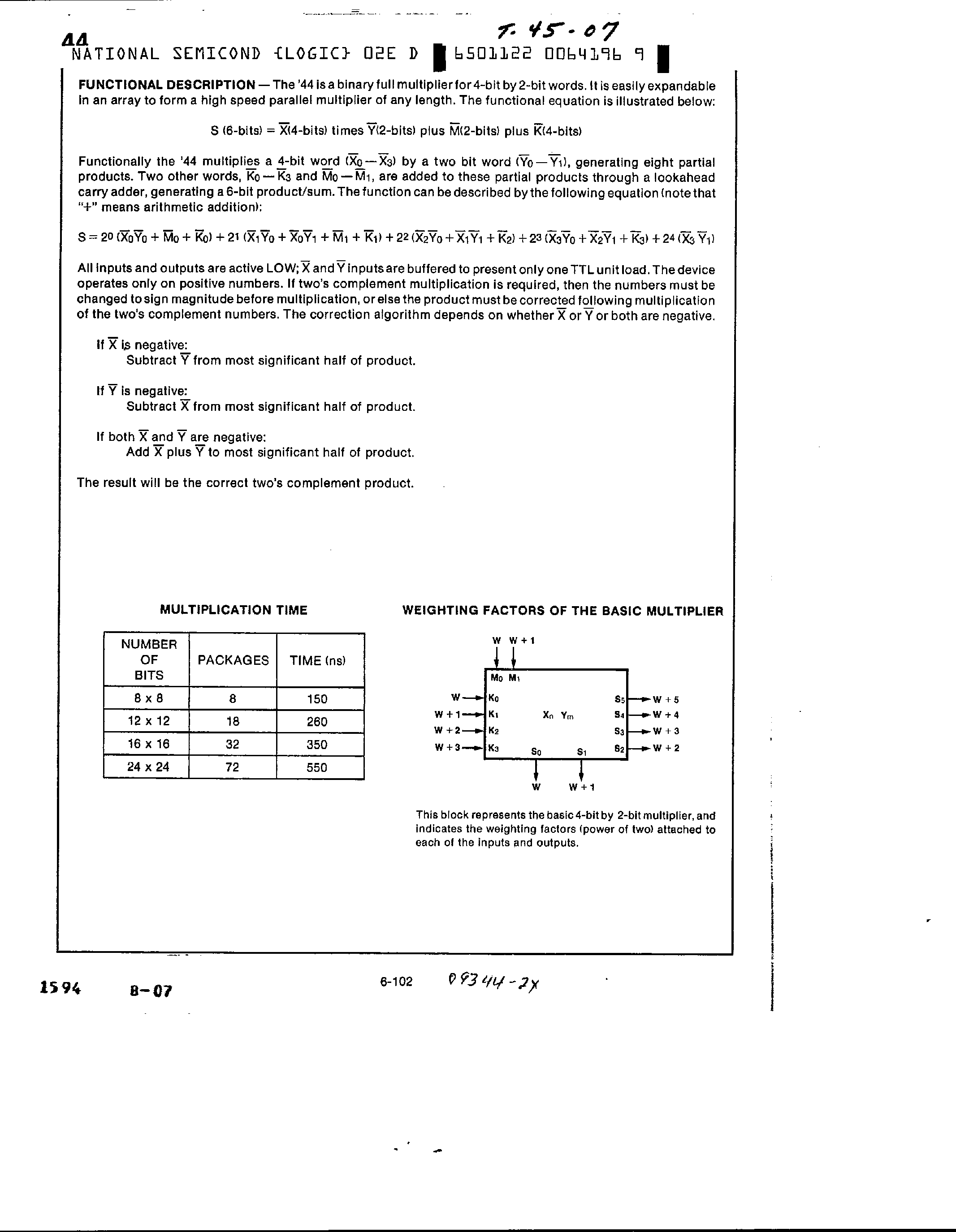 Datasheet 9344DC - Binary 4-Bit by 2-Bit Full Multiplier page 2