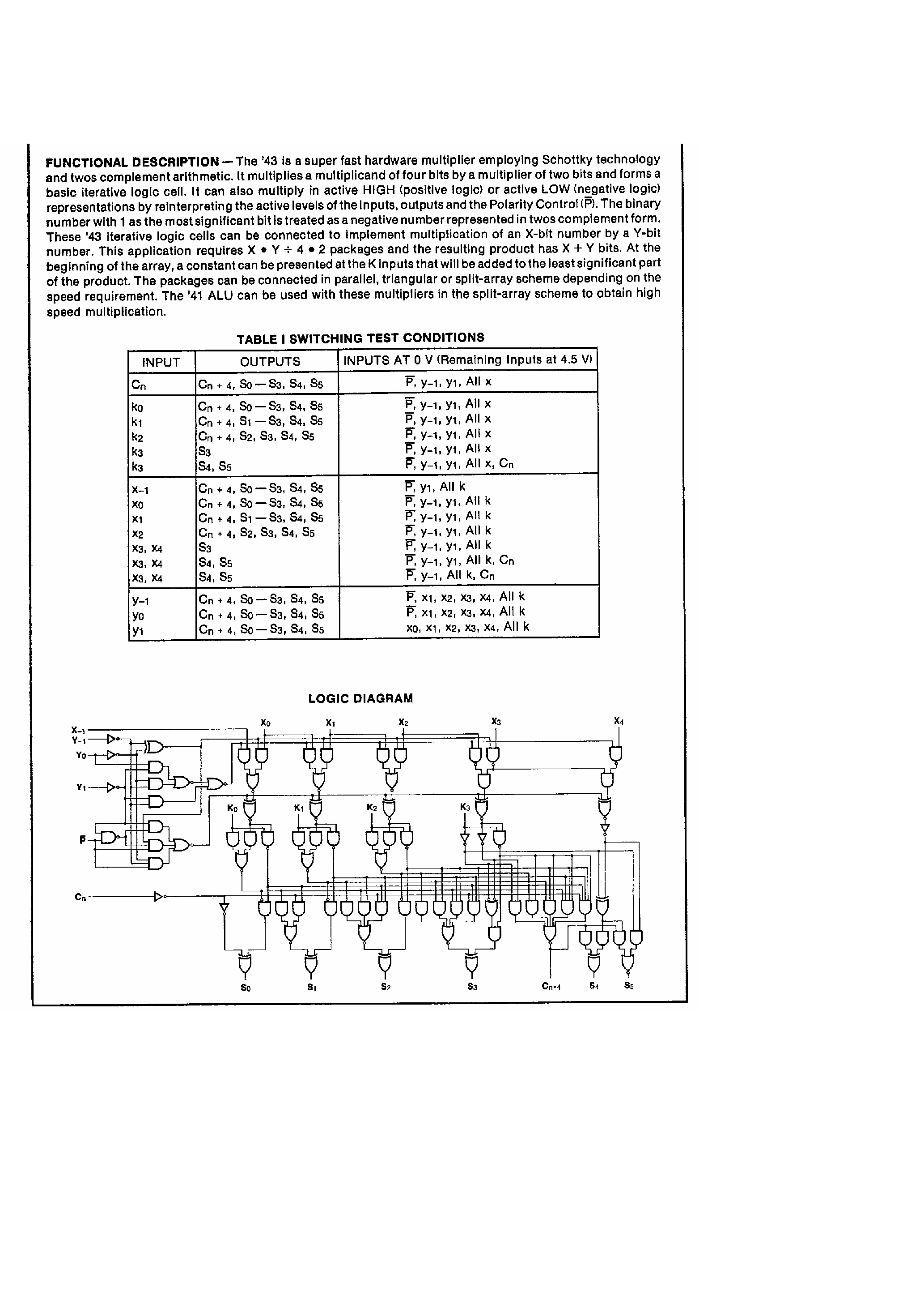 Datasheet 93S43DC - 4-Bit by 2-Bit Twos Complement Multiplier page 2