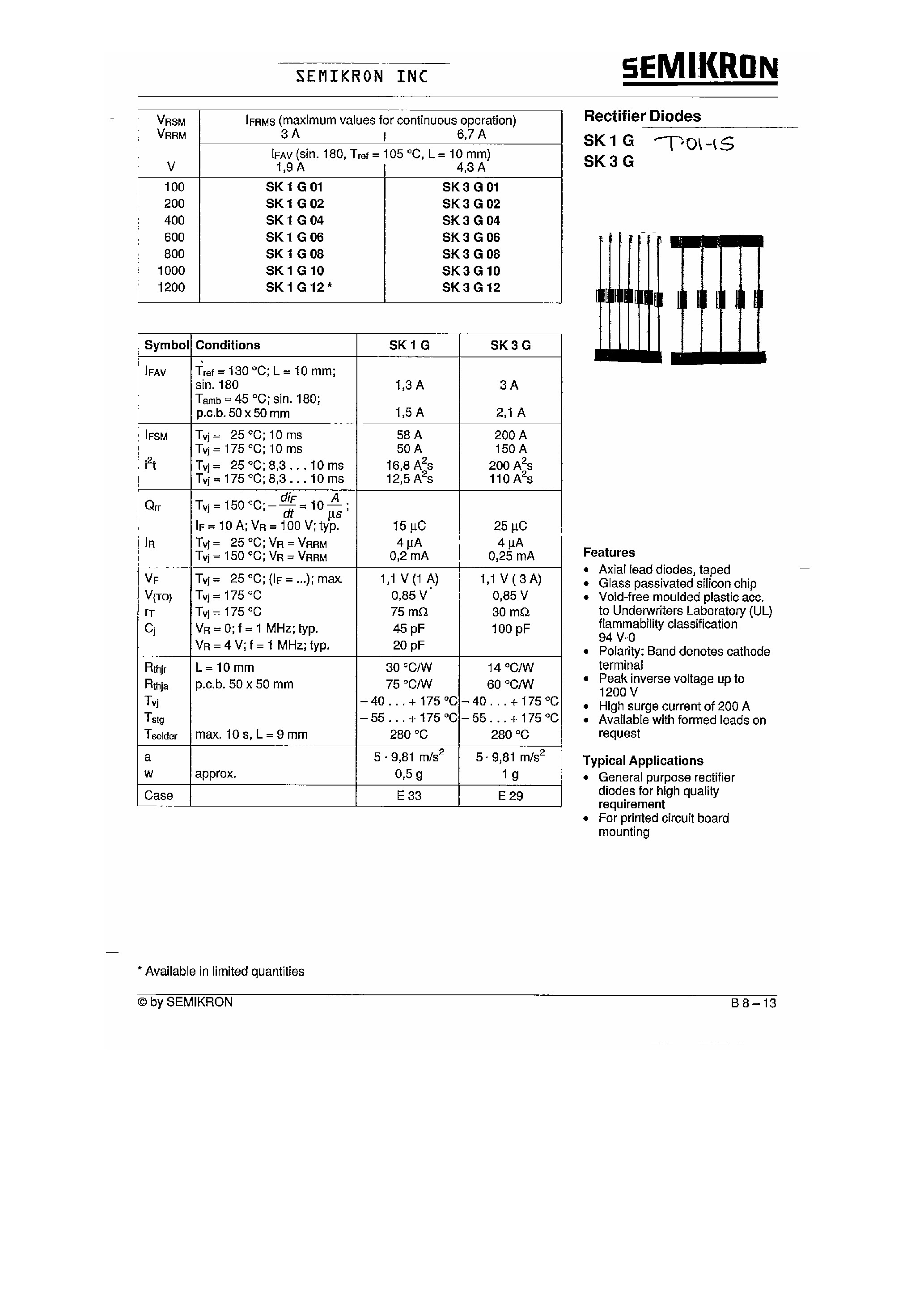 Даташит на микросхему SK3Gxx страница 1 Даташит SK3Gxx - Rectifier Diodes страница 1