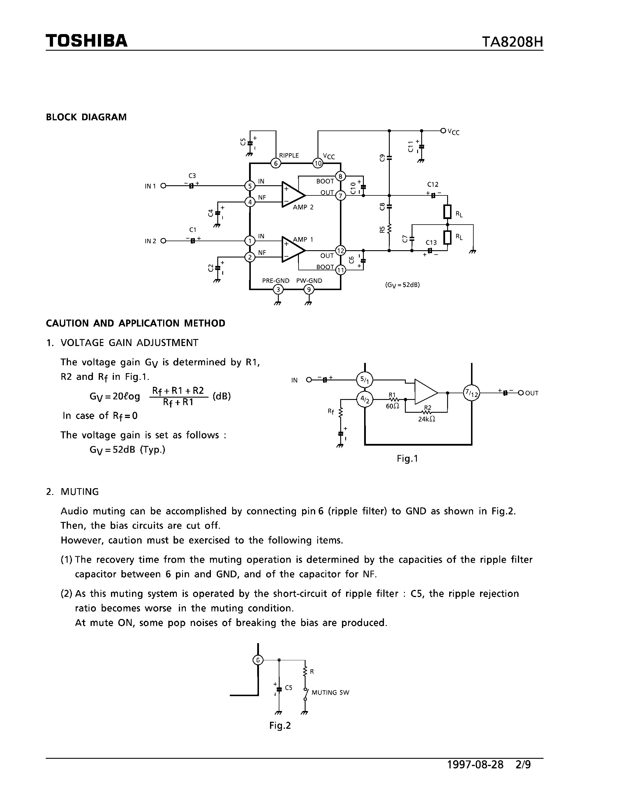 Datasheet TA8208H - 5.8W DUAL AUDIO POWER AMPLIFIER page 2