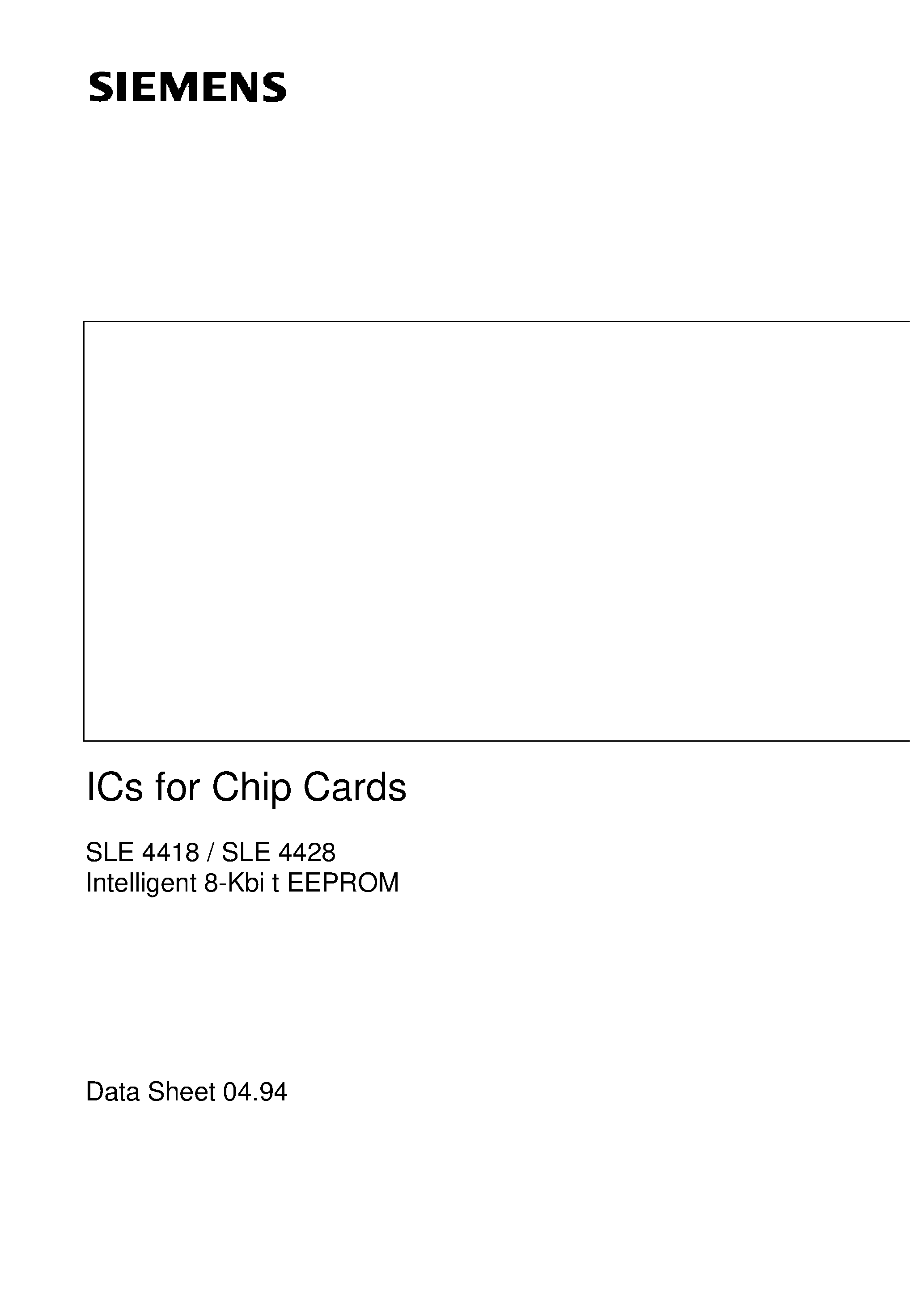 Даташит SLE4428 - ICs for Chip Cards / Intelligent 8-Kbit EEPROM страница 1