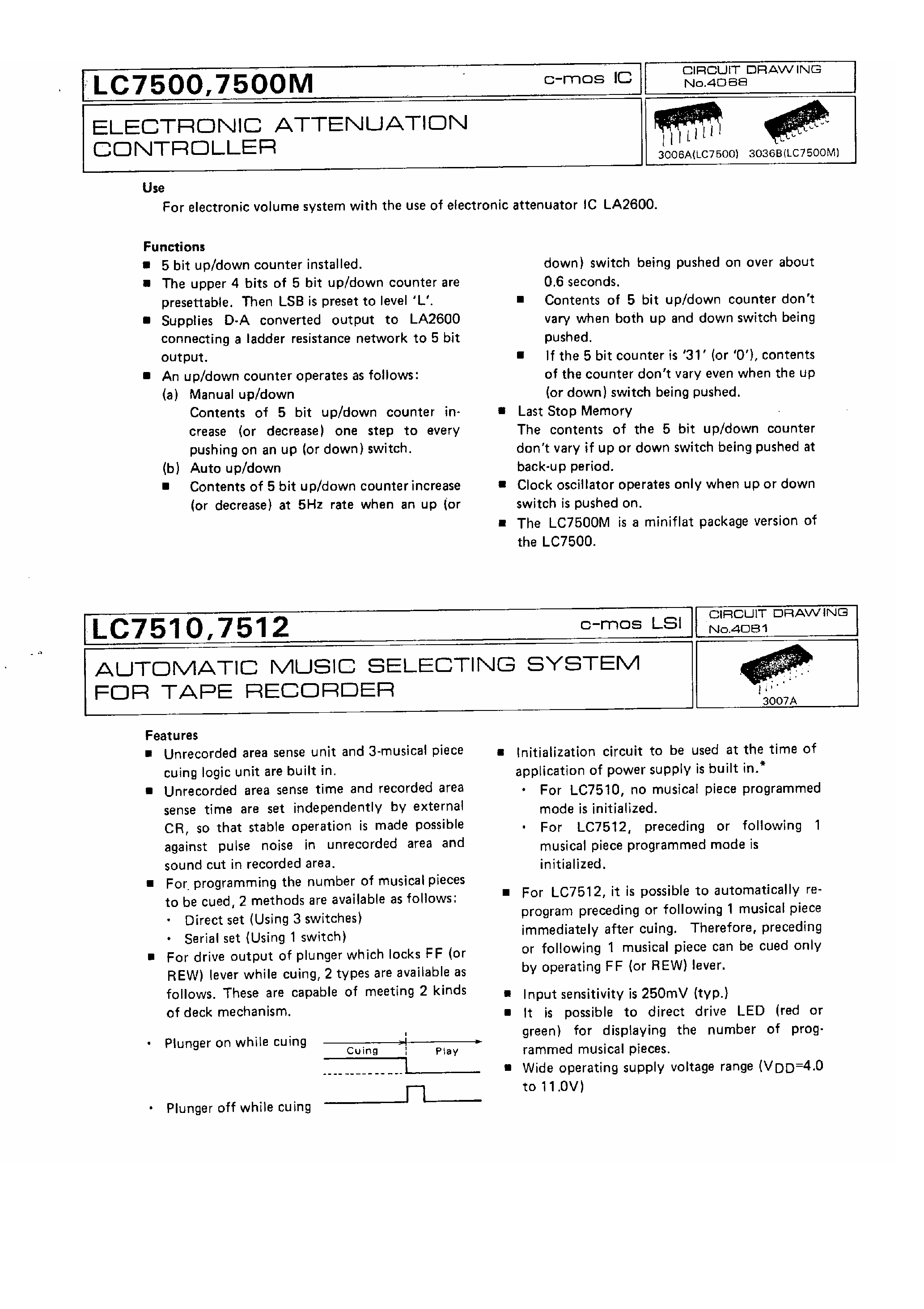 Datasheet LC7500M page 1 Datasheet LC7500M - Electronic Attenuation Controller page 1