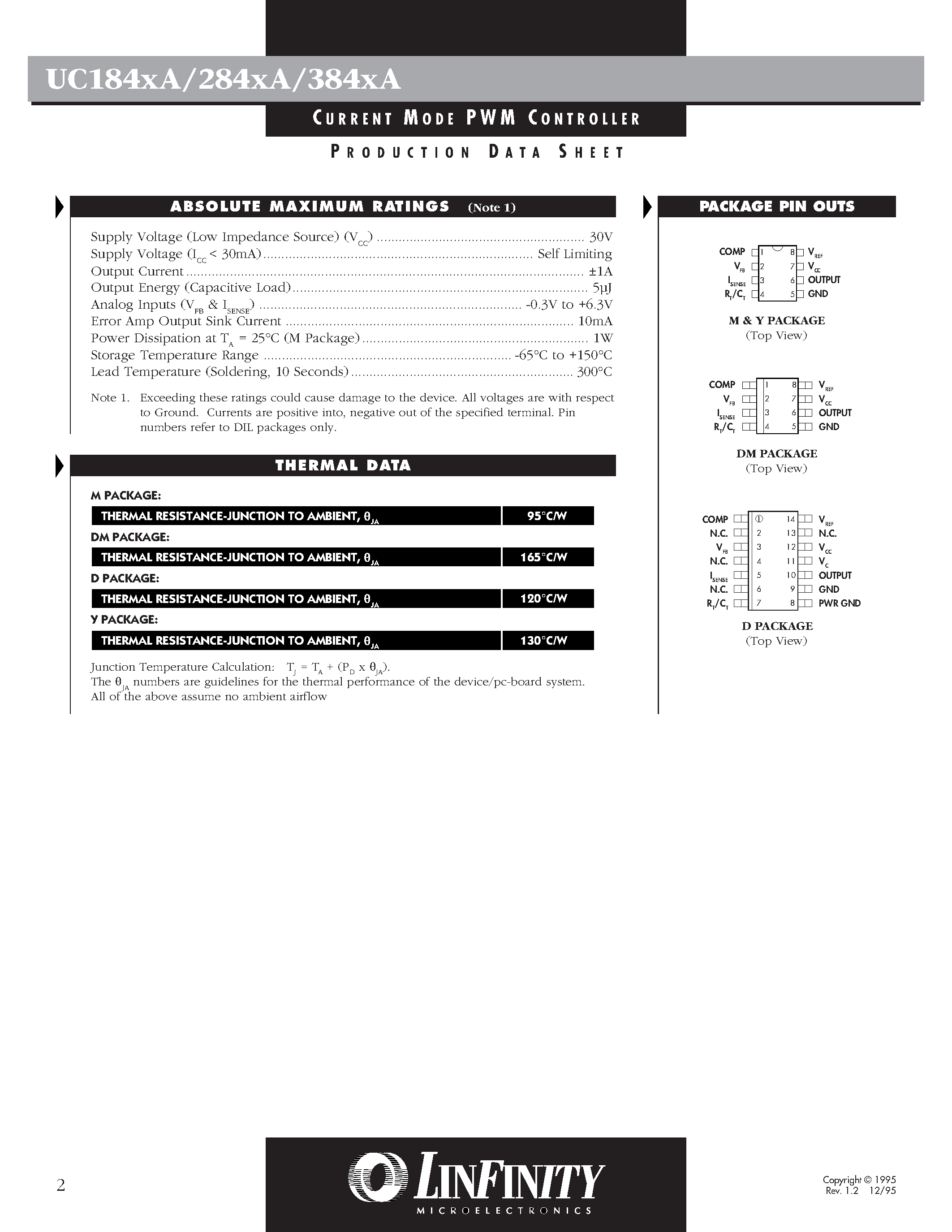 Datasheet UC184XA - CURRENT MODE PWM CONTROLLER page 2