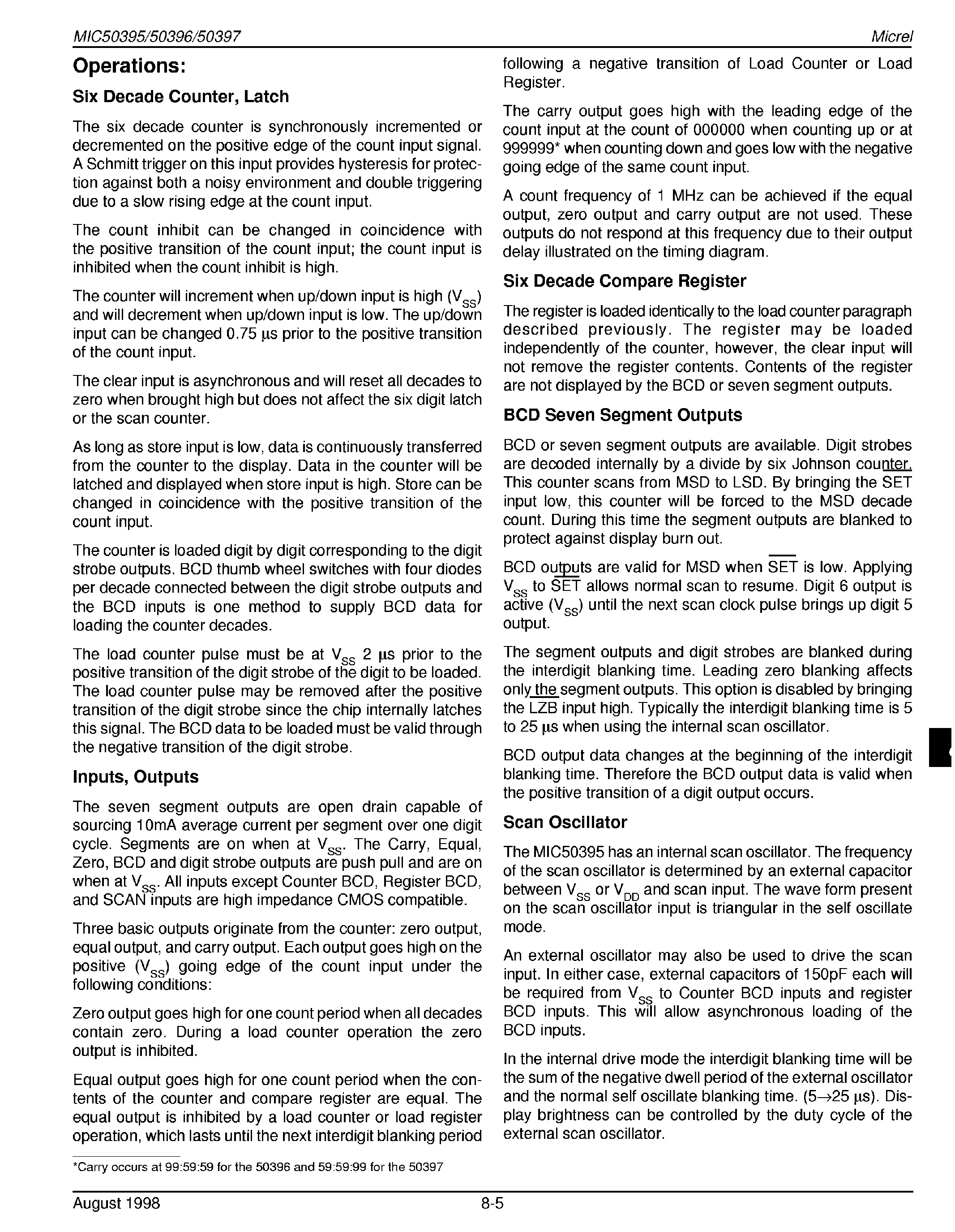Даташит на микросхему MK50395 страница 2 Даташит MK50395 - 6-Decade Counter / Display Decoder страница 2