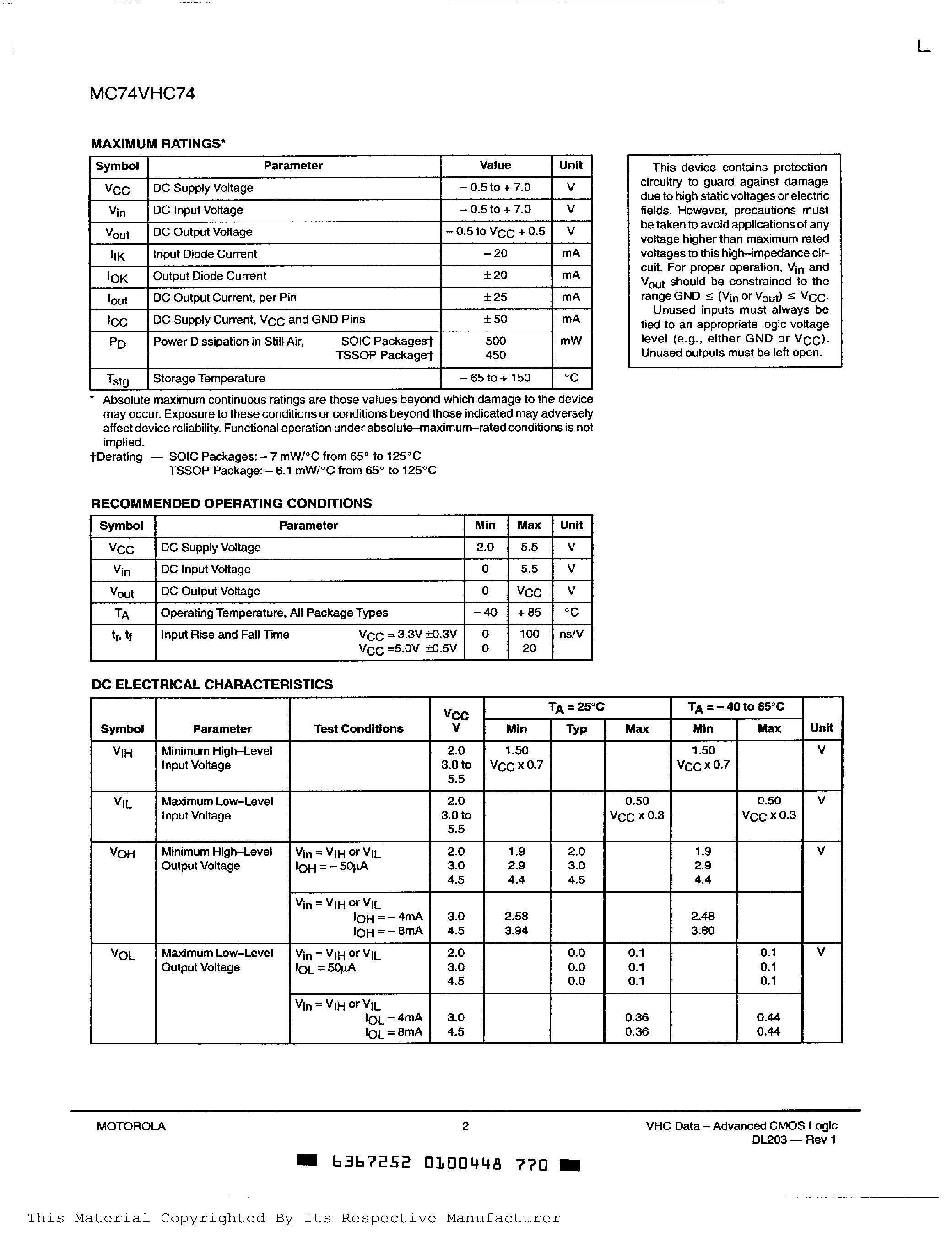 Datasheet 54HC74 - Dual D Flip-Flop with Set and Reset page 2