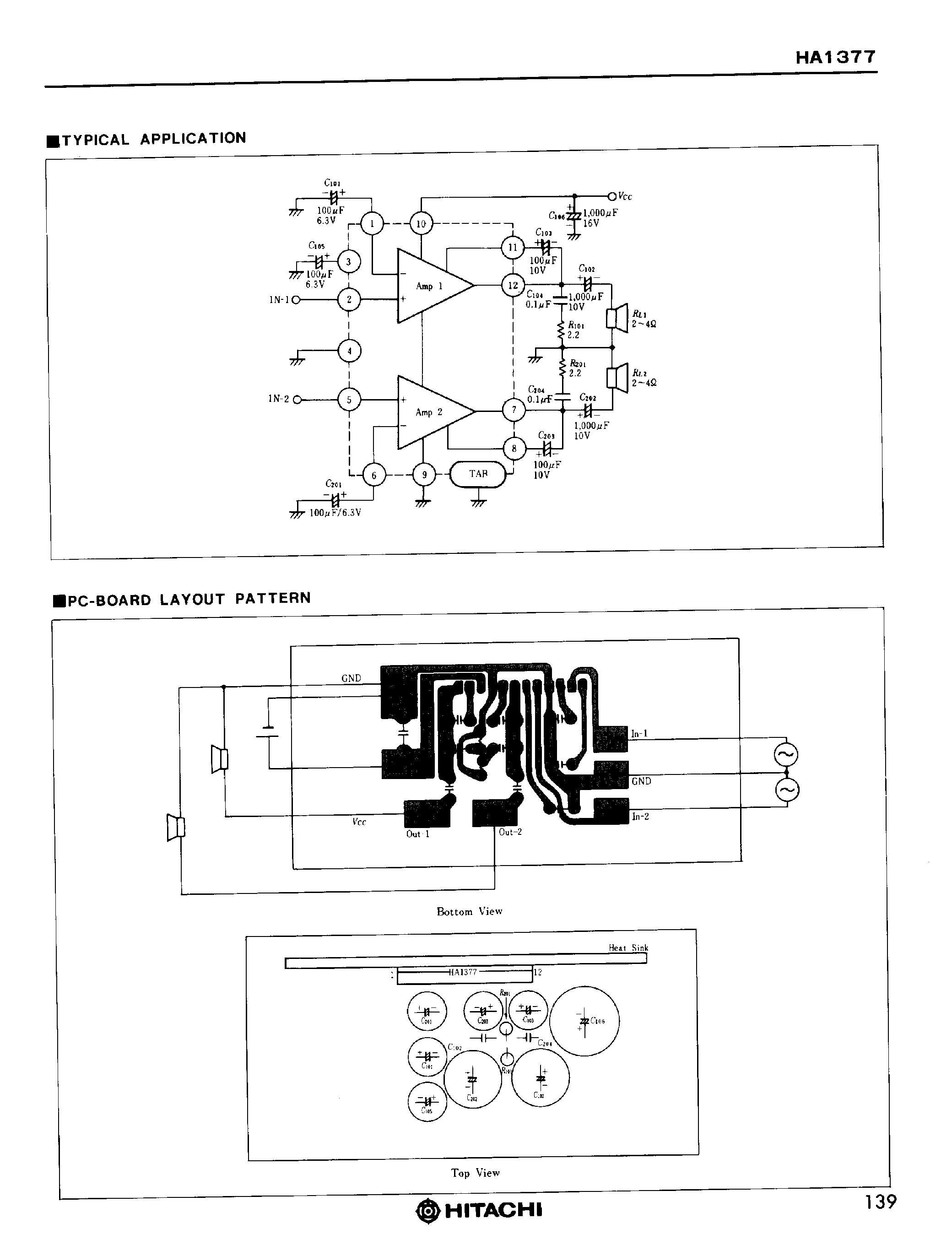 Datasheet HA1377 page 2 Datasheet HA1377 - Dual 5.8W Audio Power Amplifiers page 2