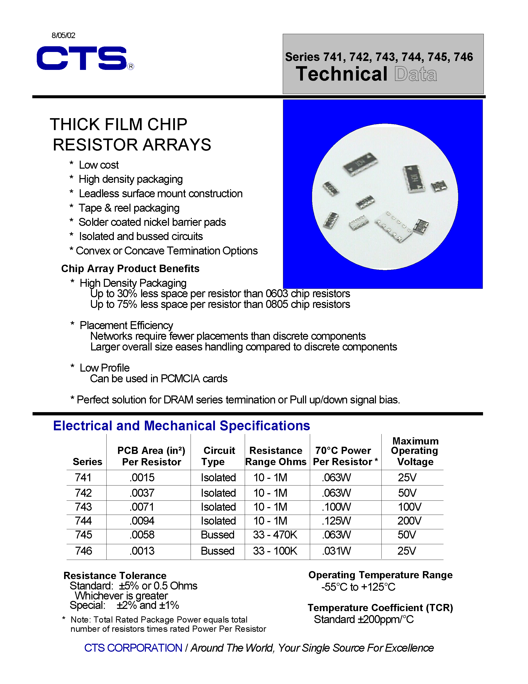 Datasheet 741Cxxx - Thick Film Chip Resistor Arrays page 1
