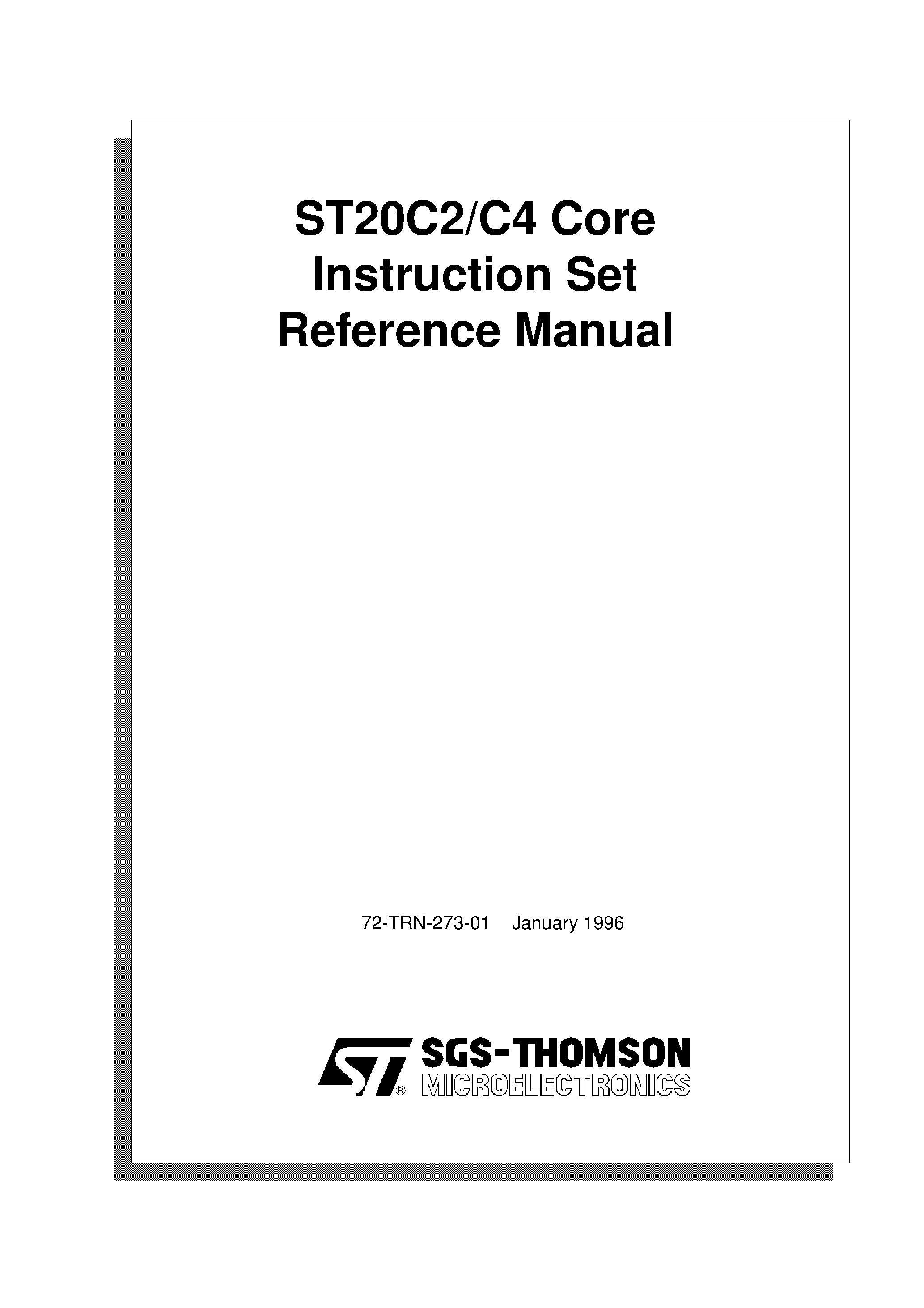 Datasheet ST20Cx - Instruction Set Reference Manual page 1