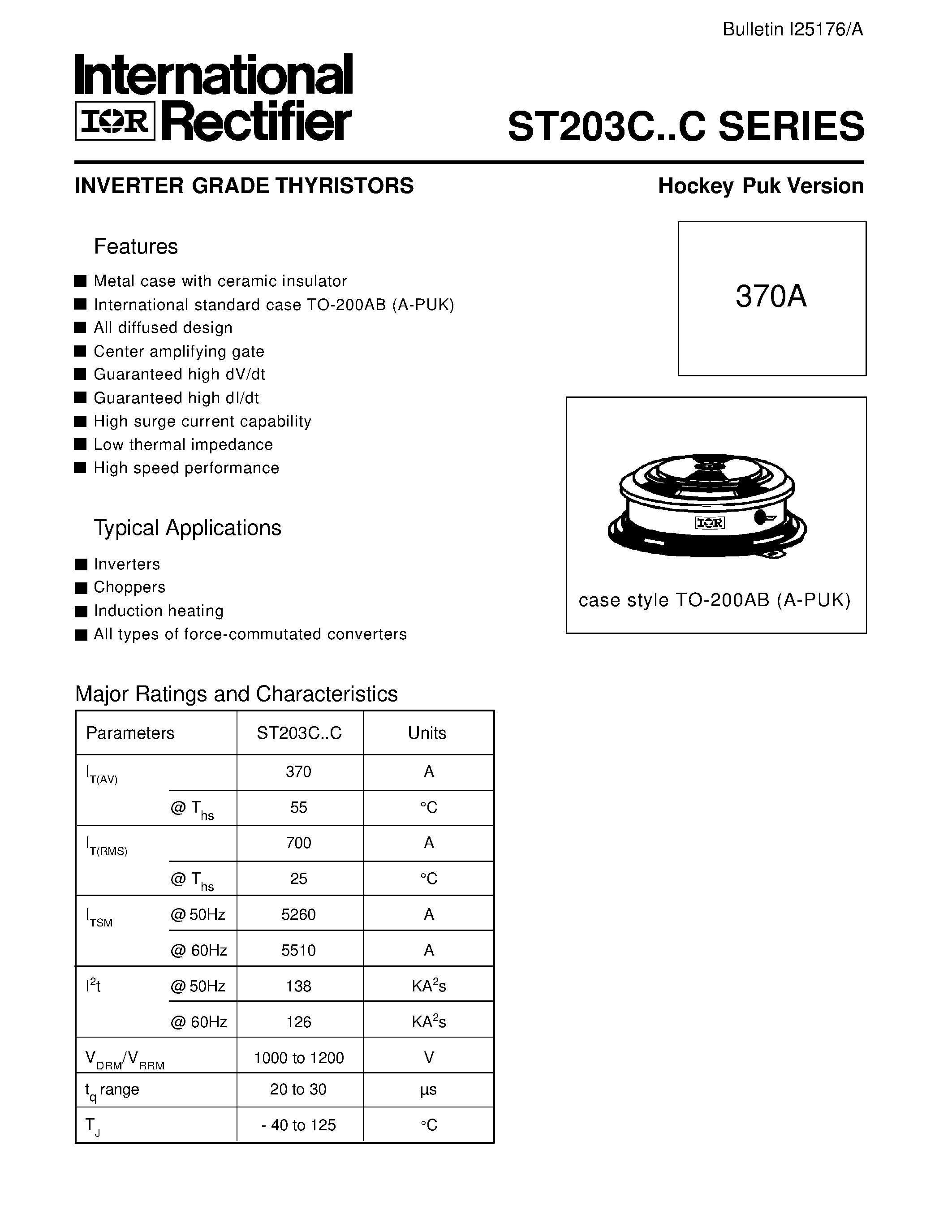 Datasheet ST203C page 2 Datasheet ST203C - INVERTER GRADE THYRISTORS Hockey Puk Version page 2