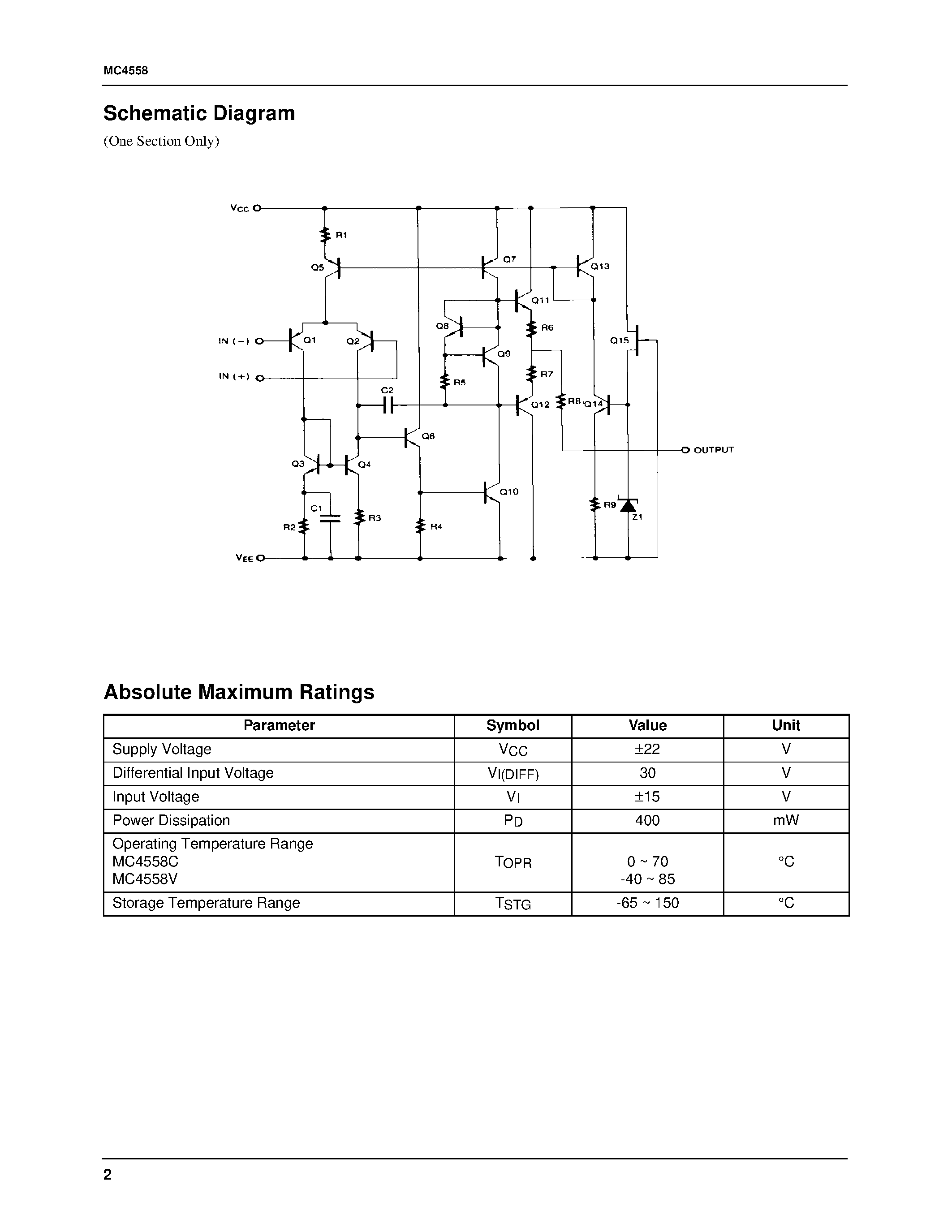 Даташит на микросхему MC4558 страница 2 Даташит MC4558 - Dual Operational Amplifier страница 2