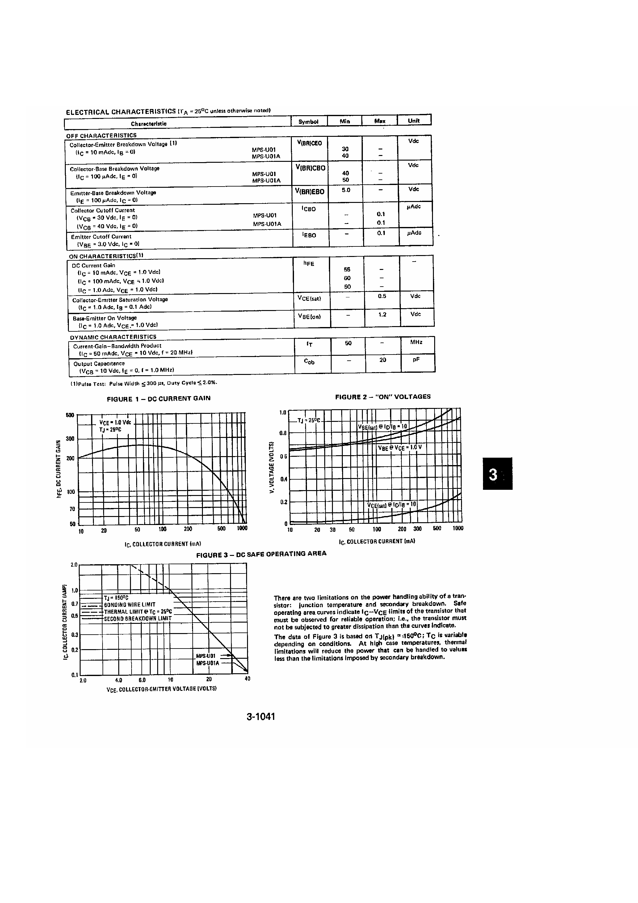 Datasheet MPSU01 page 2 Datasheet MPSU01 - NPN Silicon Audio Transistors page 2