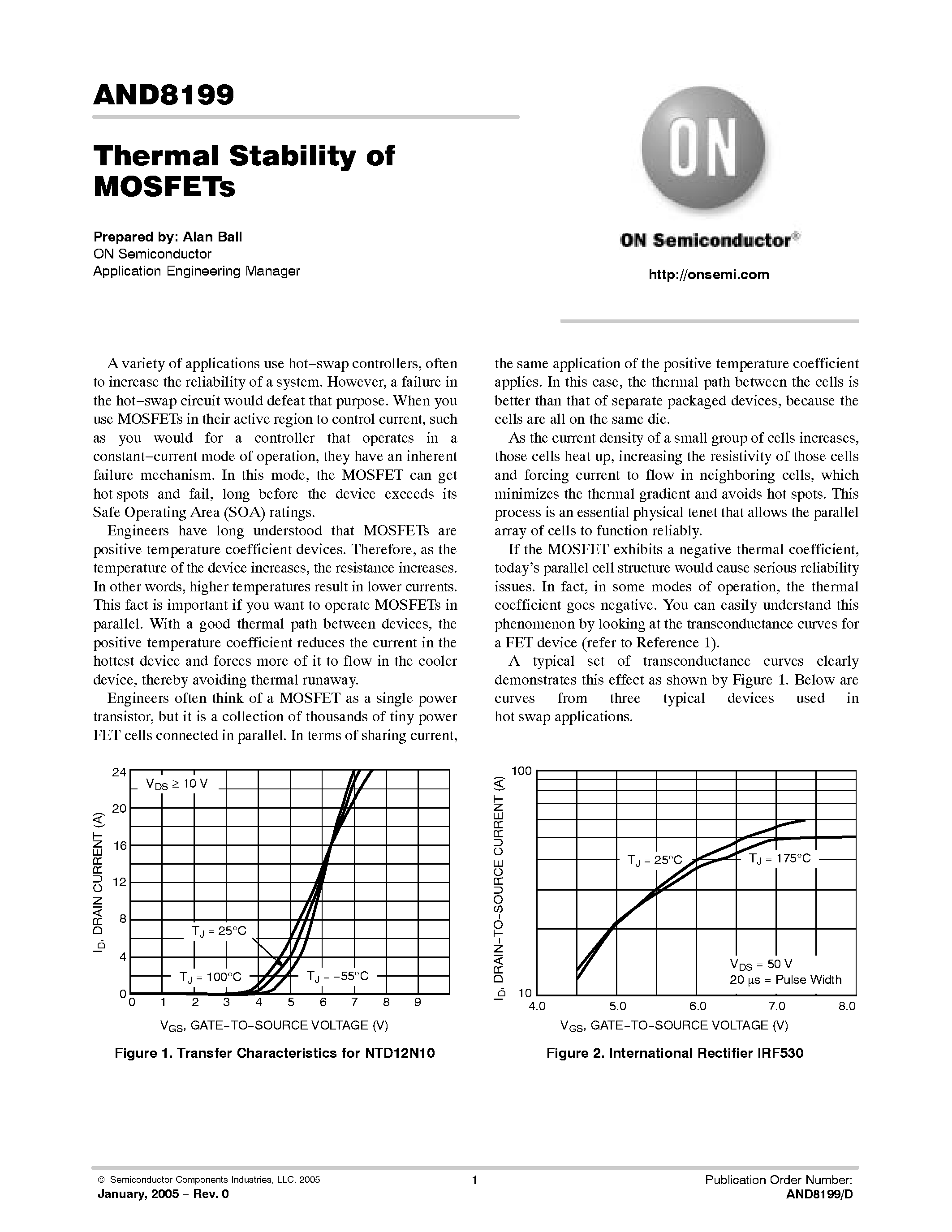 Datasheet AND8199 page 1 Datasheet AND8199 - Thermal Stability of MOSFETs page 1