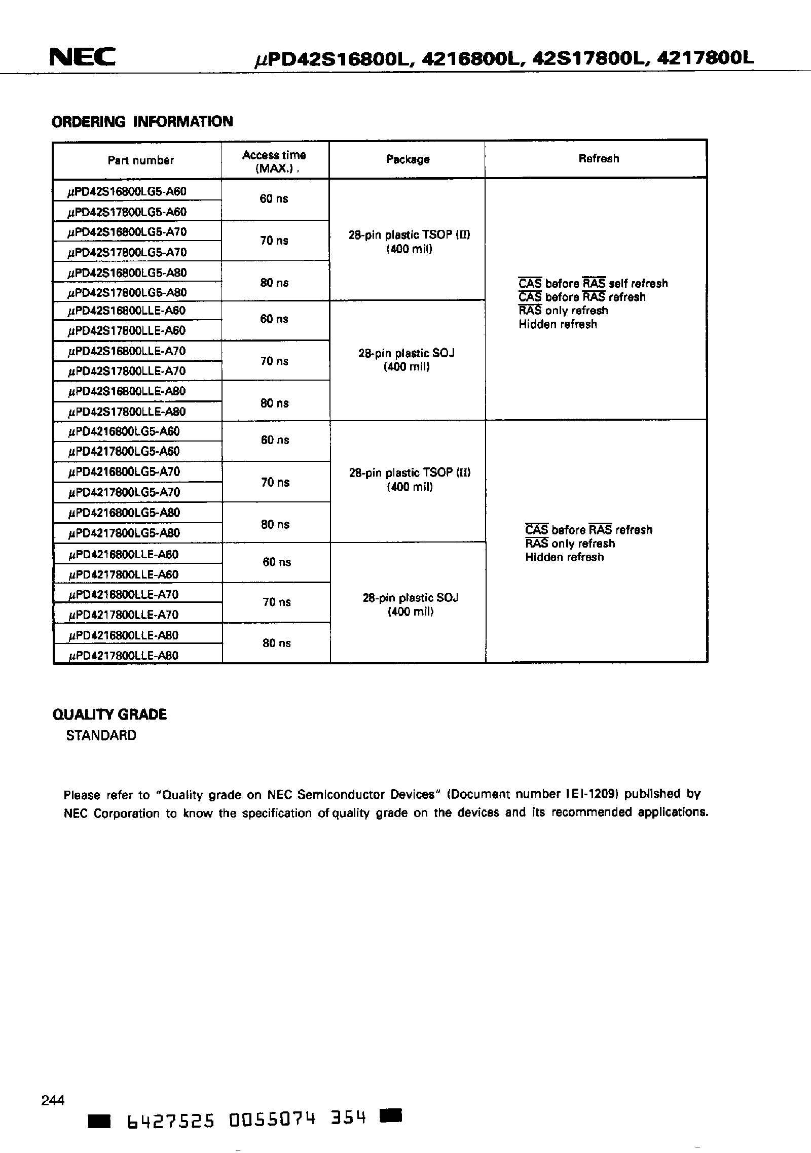 Datasheet UPD4216800 - 3.3V Operation 16M-Bit DRAM page 2