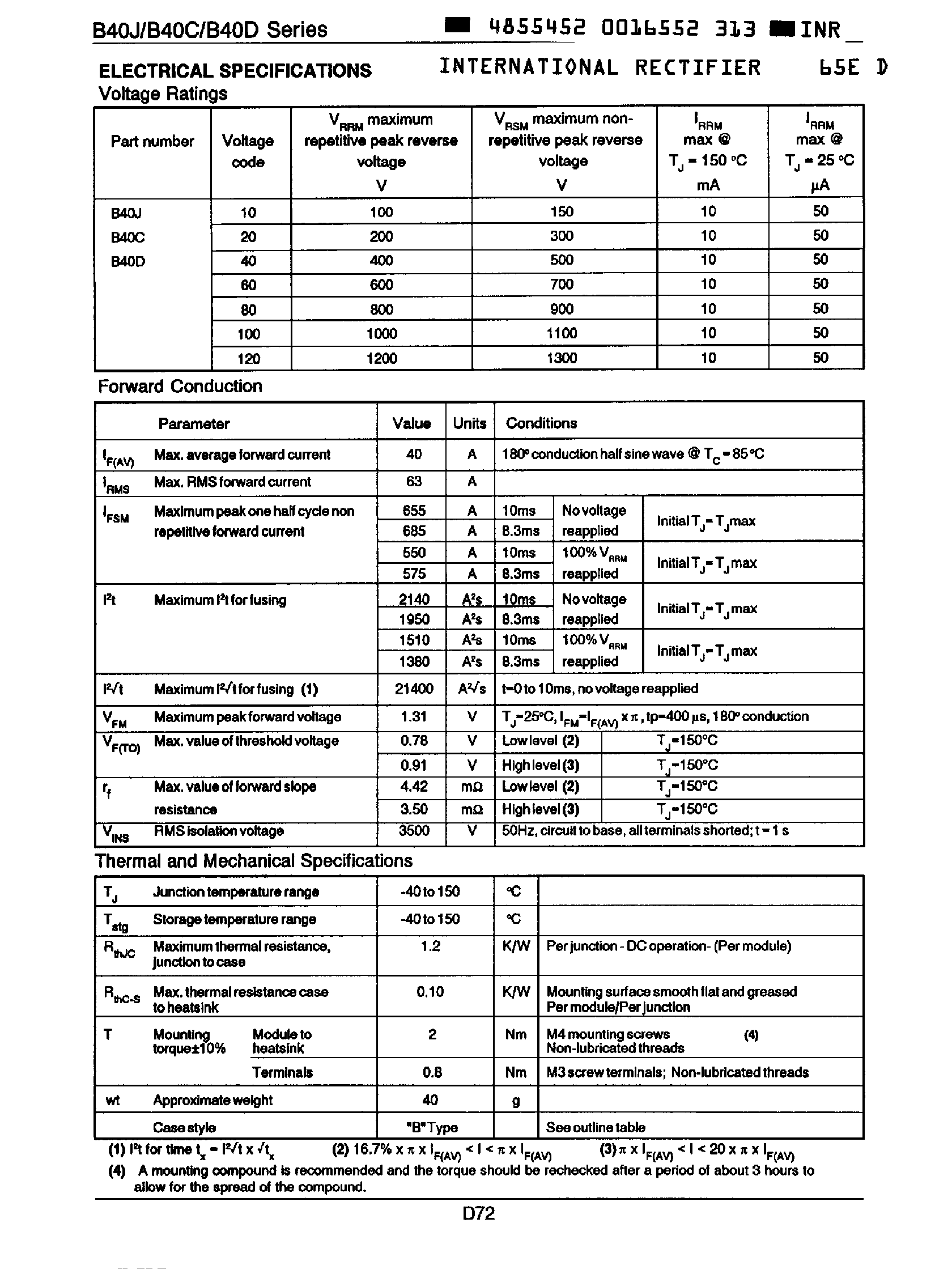 Datasheet B40C60 page 2 Datasheet B40C60 - Power Mofules / Diode page 2