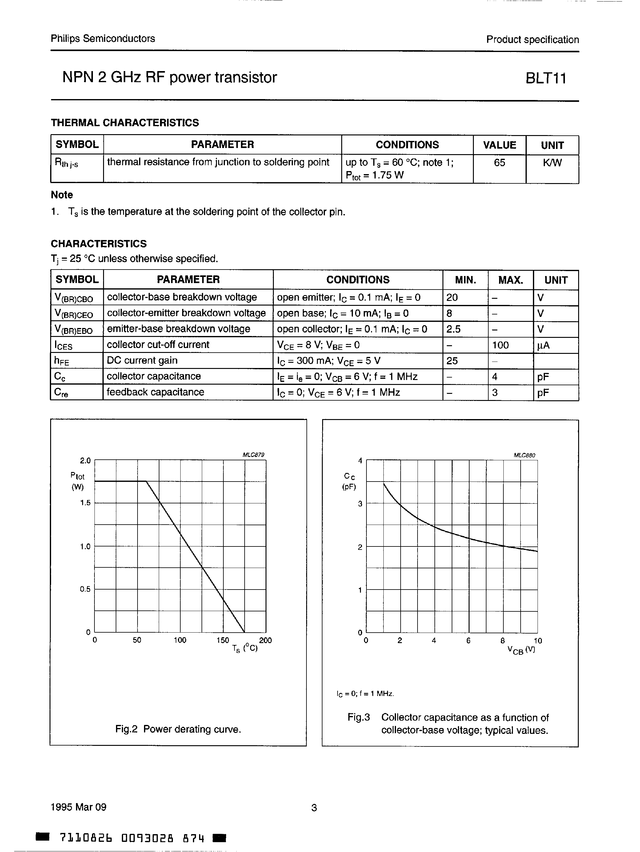 Даташит на микросхему BLT11 страница 2 Даташит BLT11 - NPN 2 Ghz RF Power Transistor страница 2