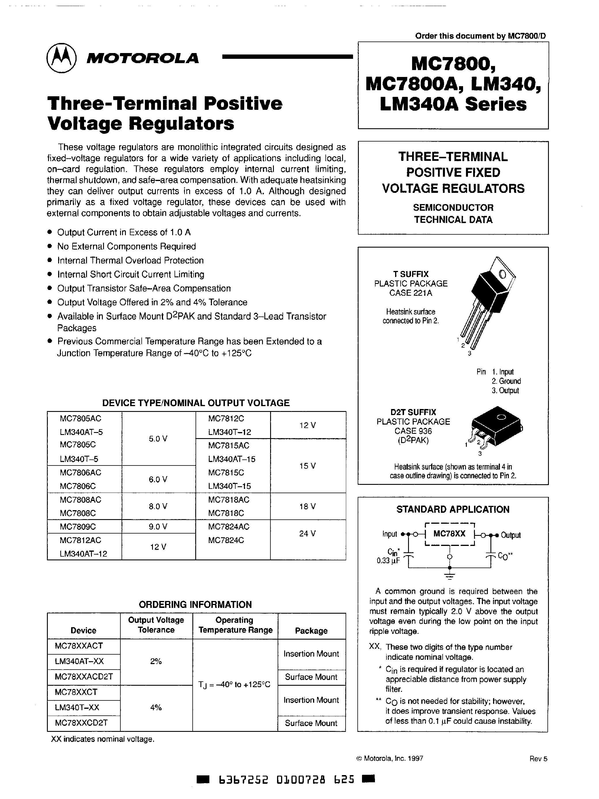 Даташит на микросхему 7815A страница 1 Даташит 7815A - 3-Terminal Positive Fixed Voltage Regulator страница 1