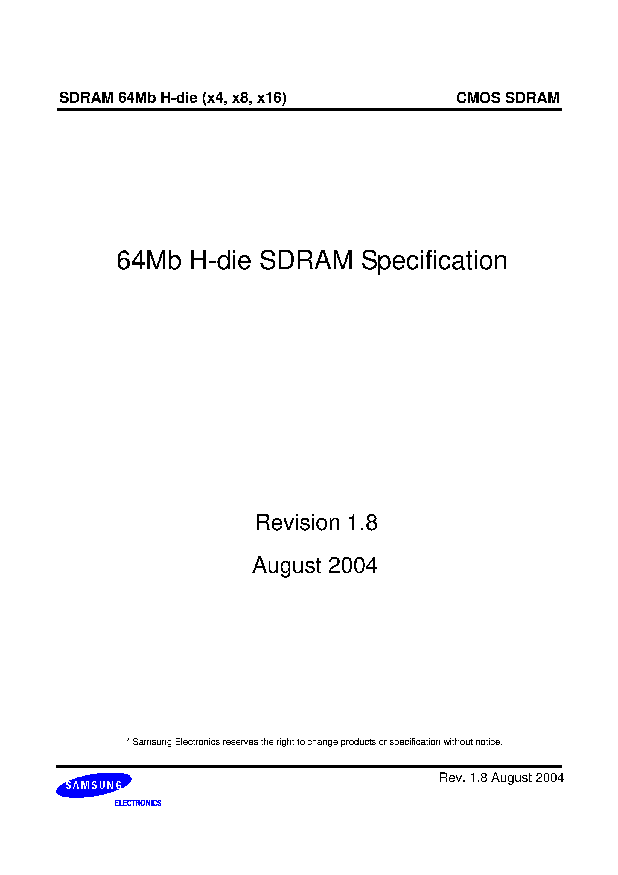 Datasheet K4S641632H page 1 Datasheet K4S641632H - 64Mb H-die SDRAM page 1