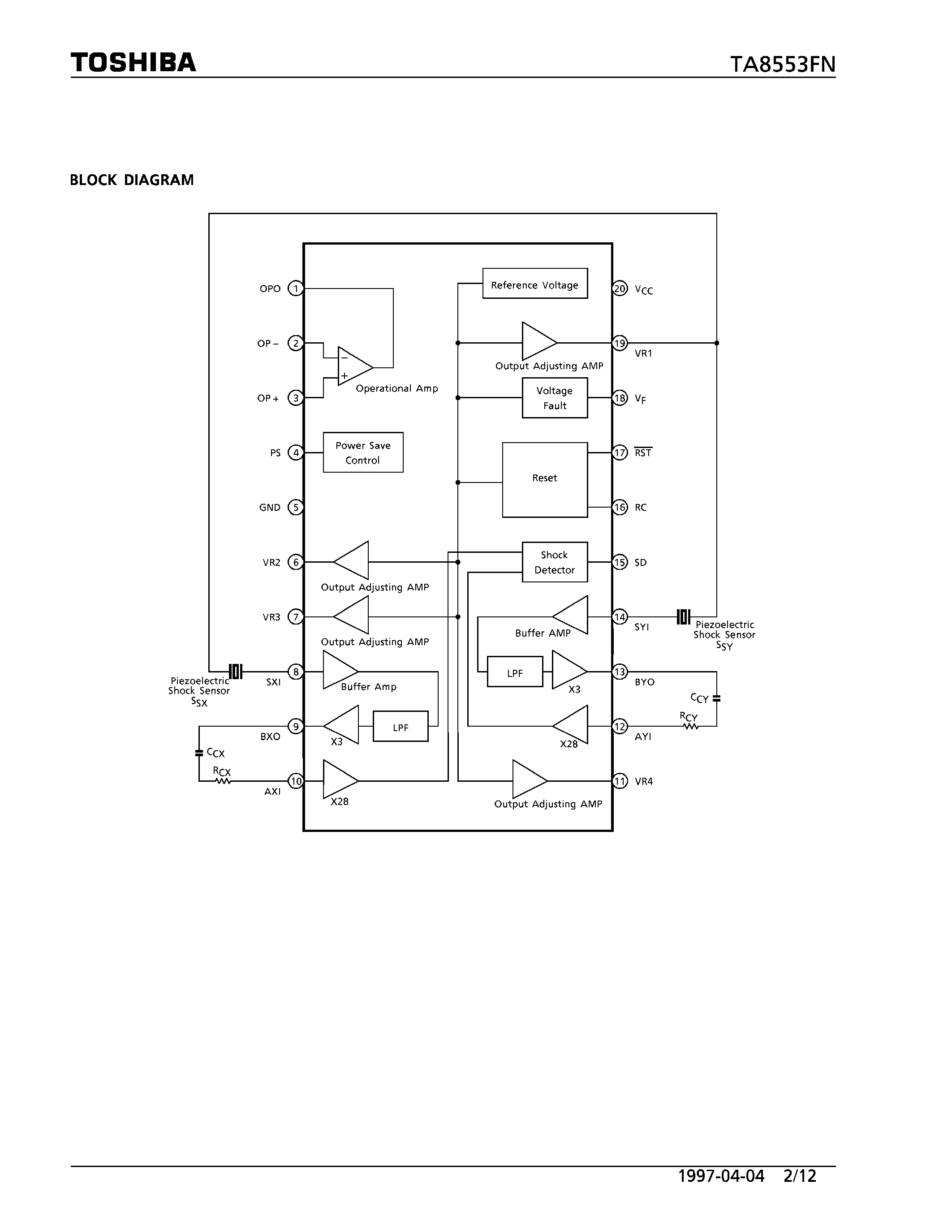 Datasheet TA8553FN page 2 Datasheet TA8553FN - G-FORCE SENSOR AMP IC page 2