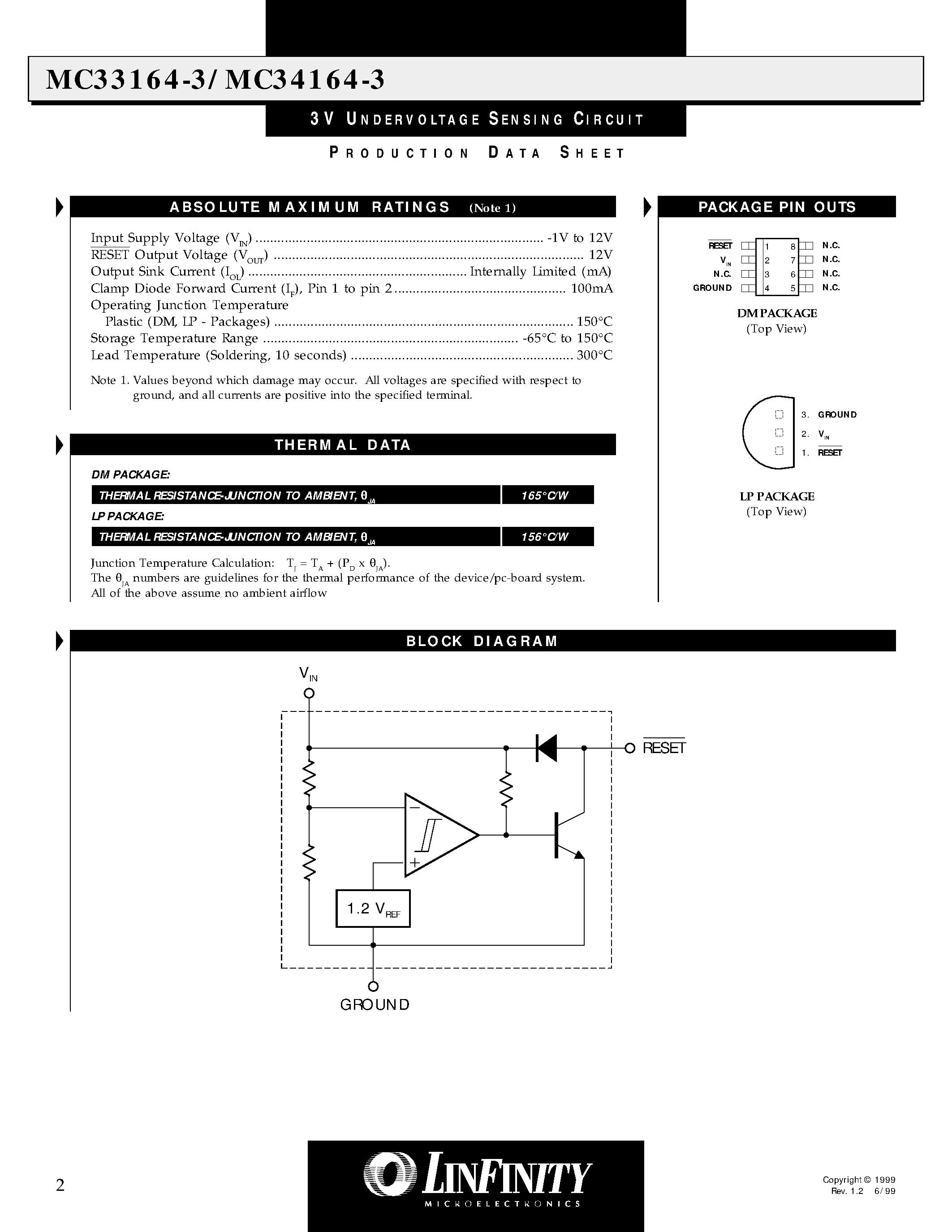 Datasheet MC34164-3 page 2 Datasheet MC34164-3 - 3V UNDERVOLTAGE SENSING CIRCUIT page 2