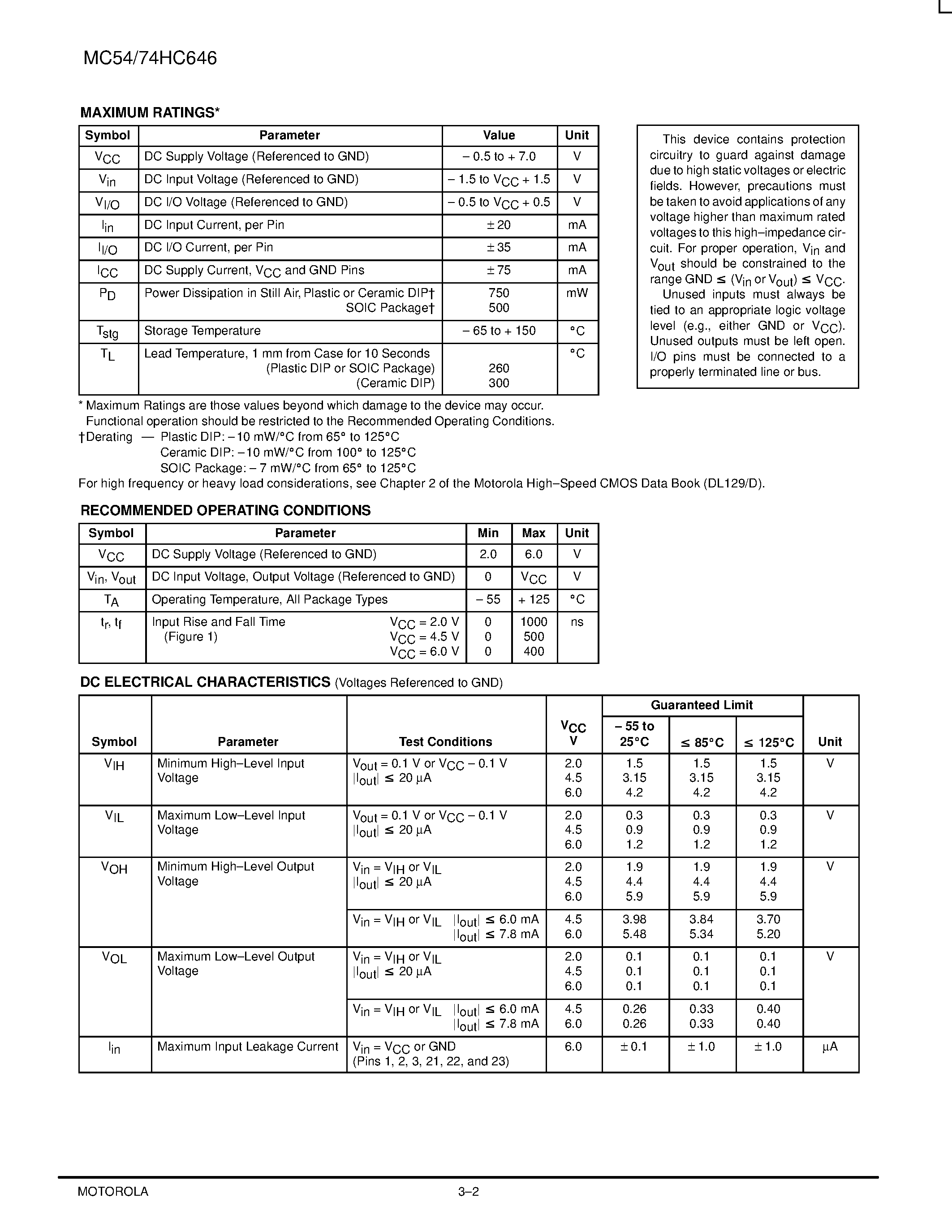 Даташит MC74HC646 - Octal 3-State Bus Transeceivers and D Flip-Flops страница 2