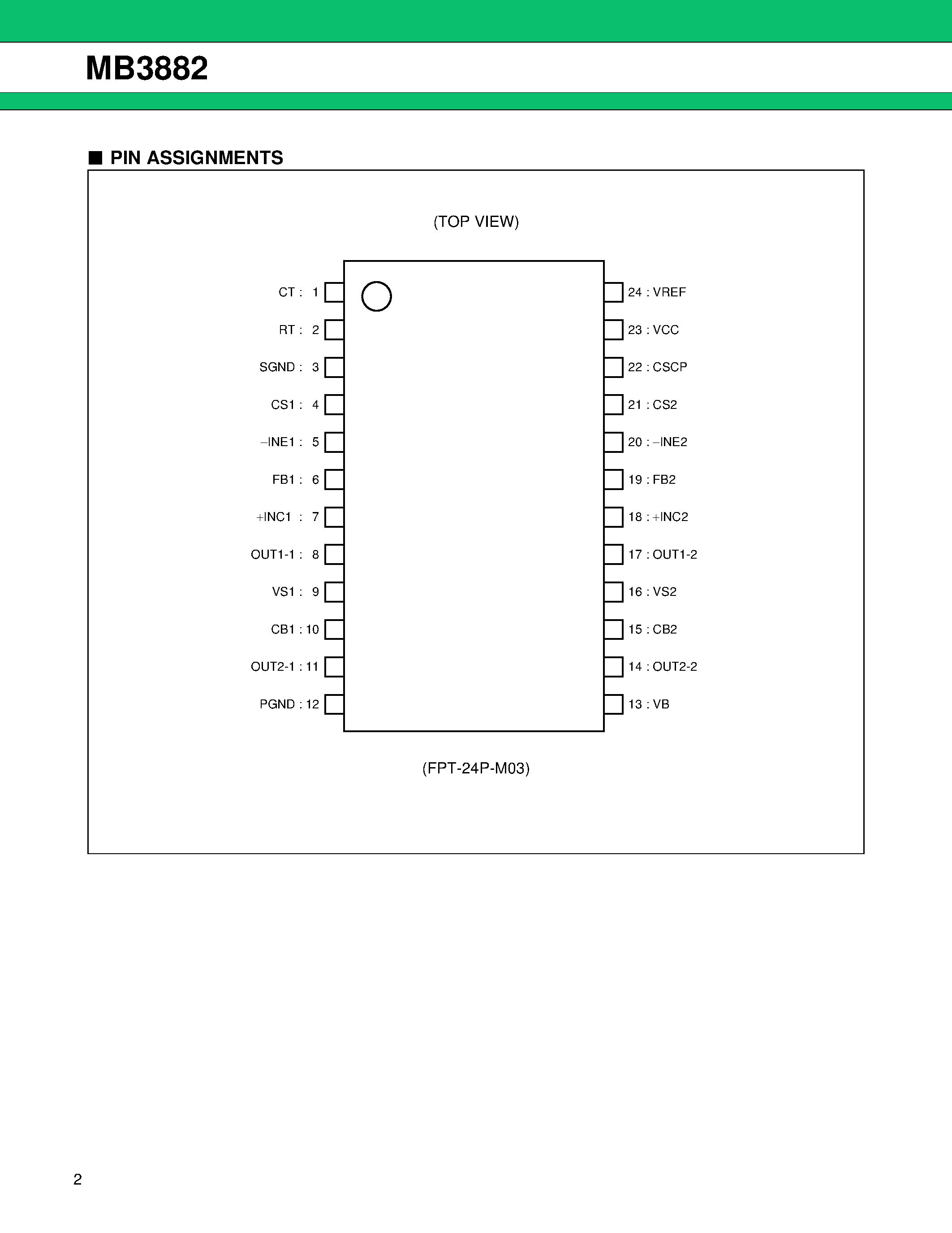 Datasheet MB3882 - 2-channel DC/DC Converter IC with Synchronous Rectifier page 2