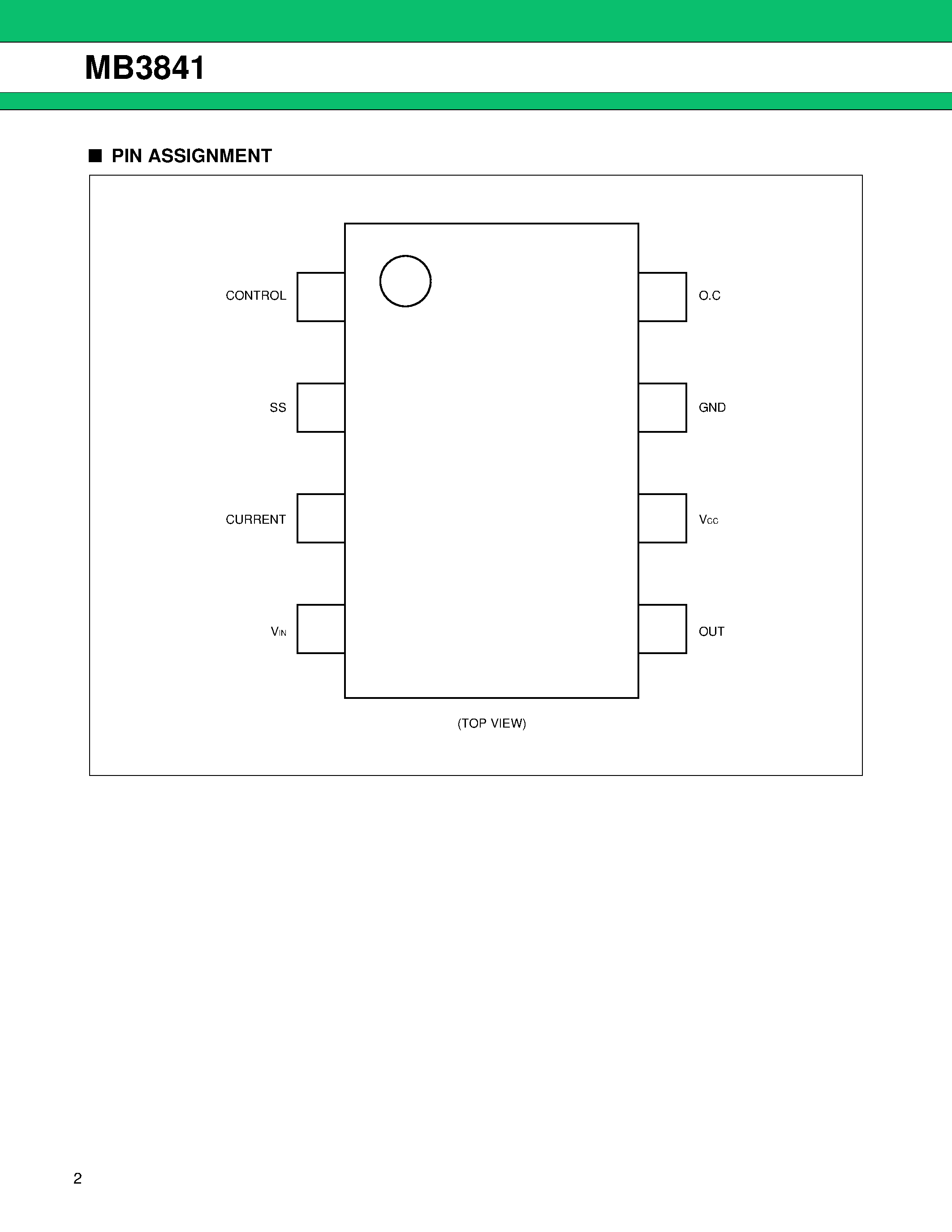 Datasheet MB3841 page 2 Datasheet MB3841 - Power Management Switch IC page 2