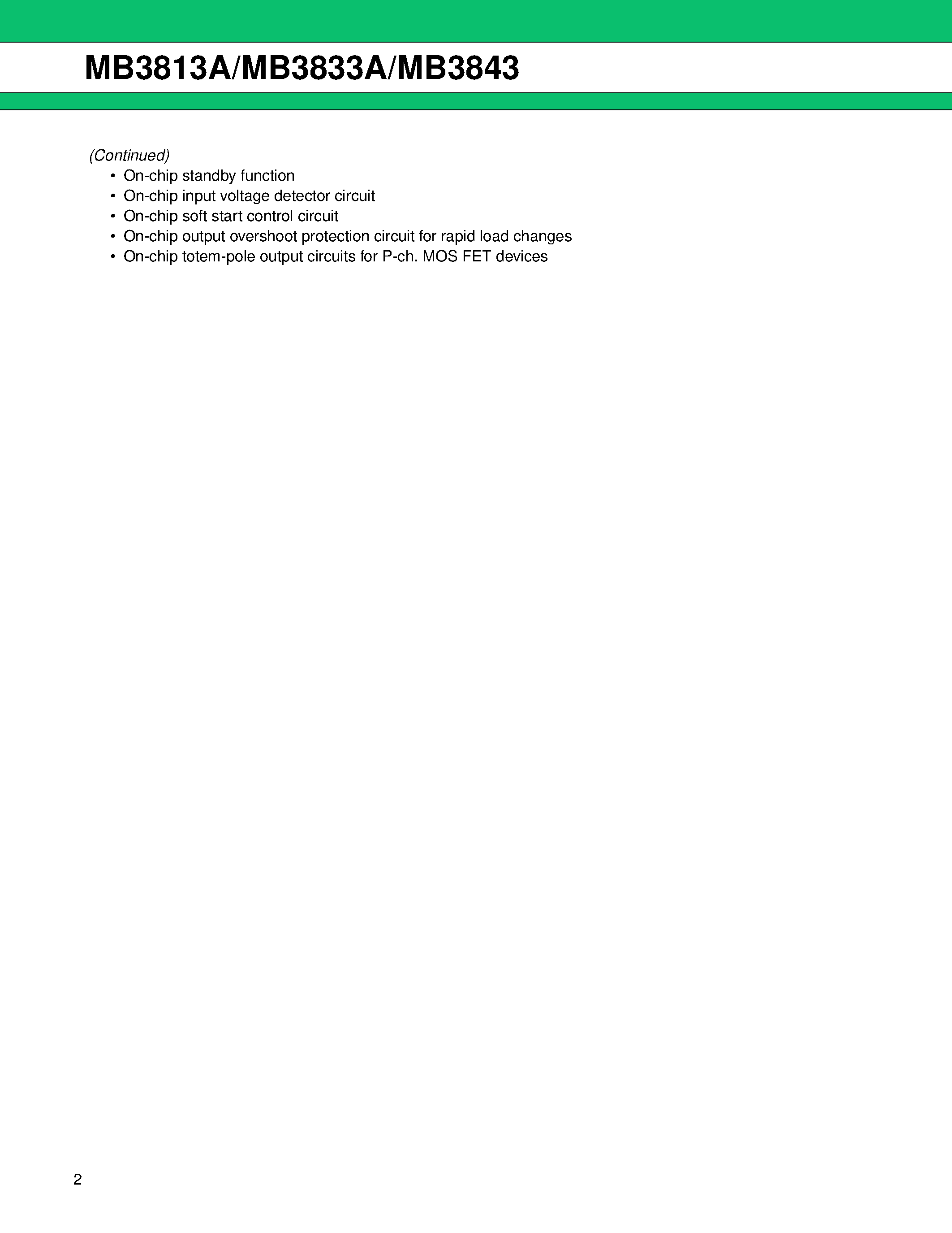 Datasheet MB3833A - Lithium Ion Battery Charger DC/DC Converter IC page 2