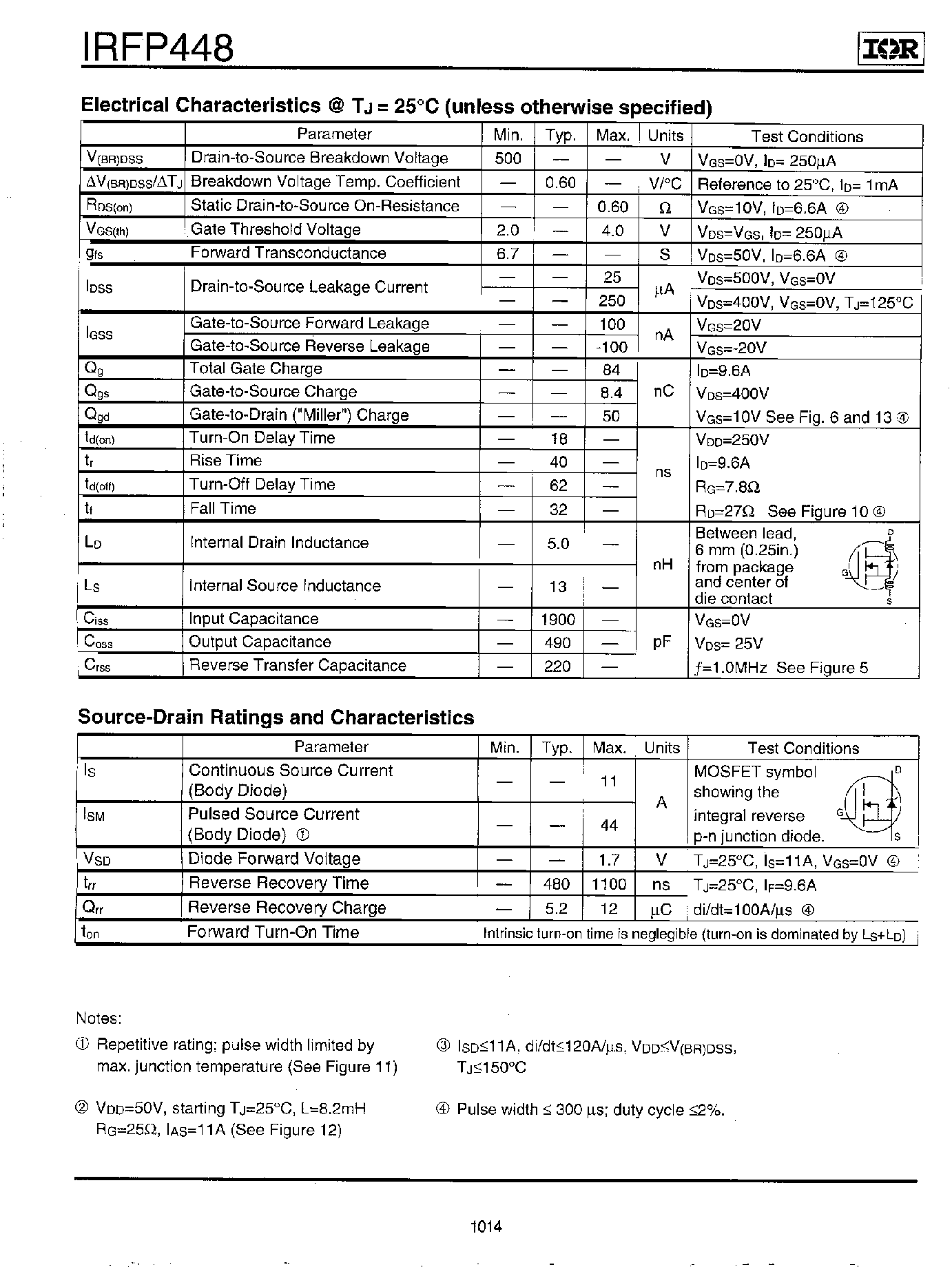 Datasheet IRFP448 - HEXFET POWER MOSFET page 2