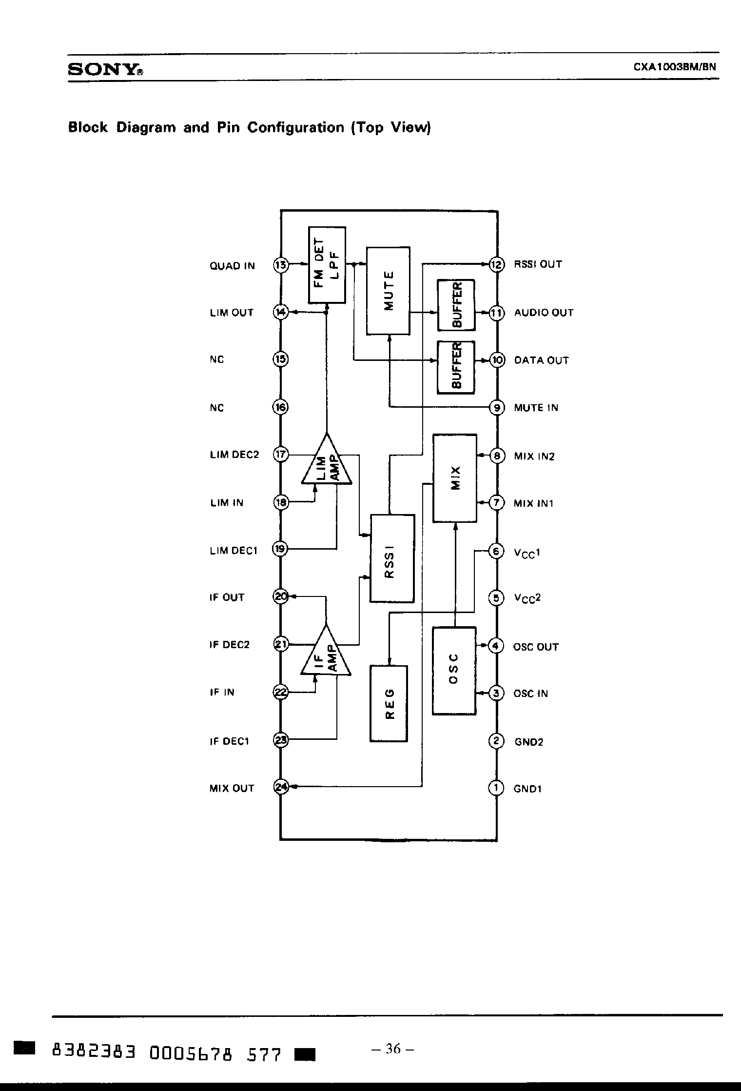 Datasheet CXA1003 - Low Power FM IF Amplifier page 2