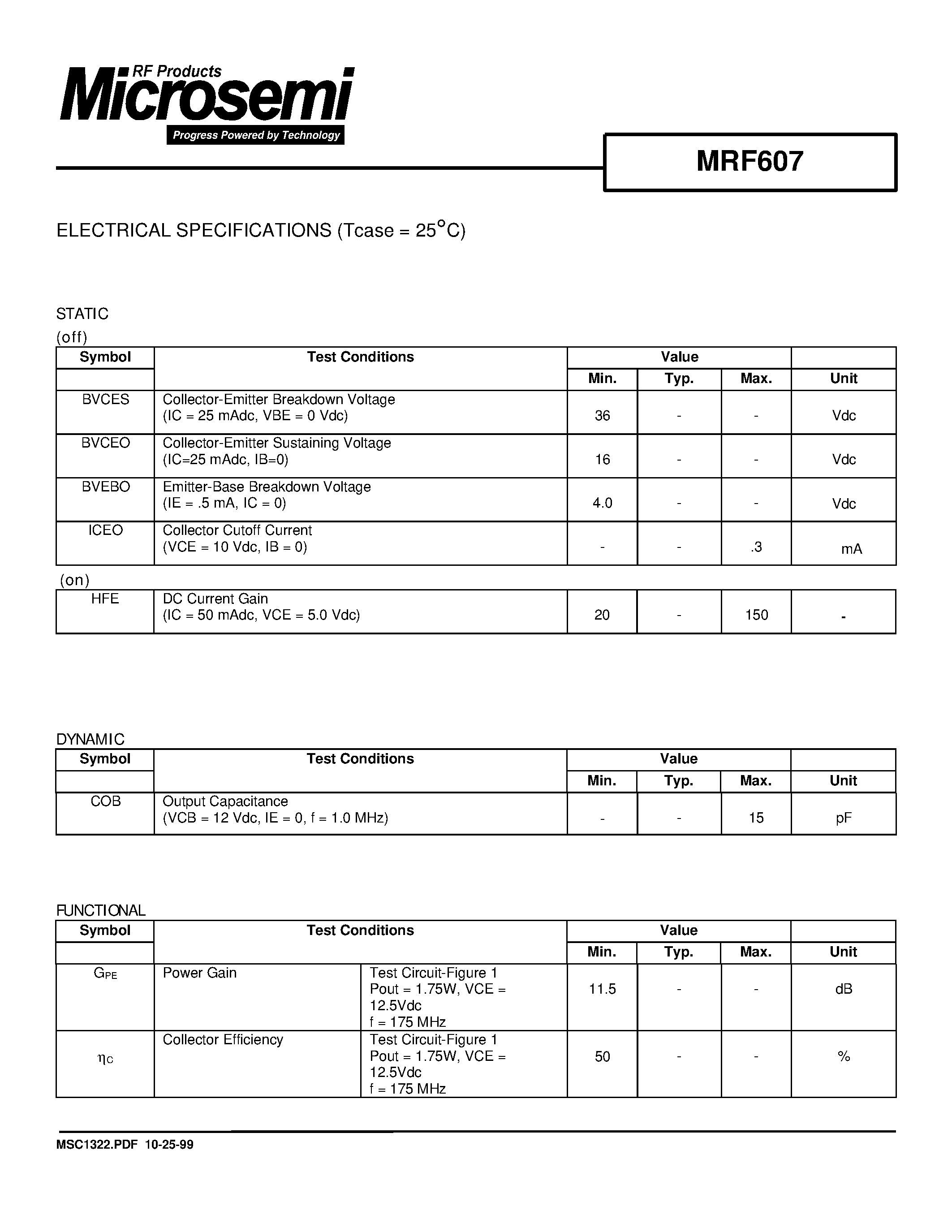 Datasheet MRF607 page 2 Datasheet MRF607 - RF & MICROWAVE DISCRETE LOW POWER TRANSISTORS page 2
