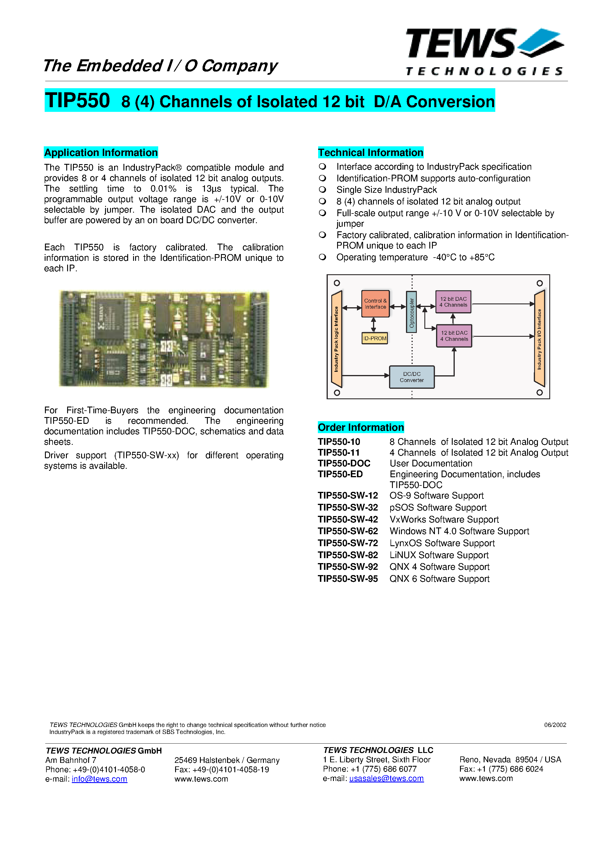 Даташит на микросхему TIP550 страница 1 Даташит TIP550 - Channels of Isolated 12 bit D/A Conversion страница 1