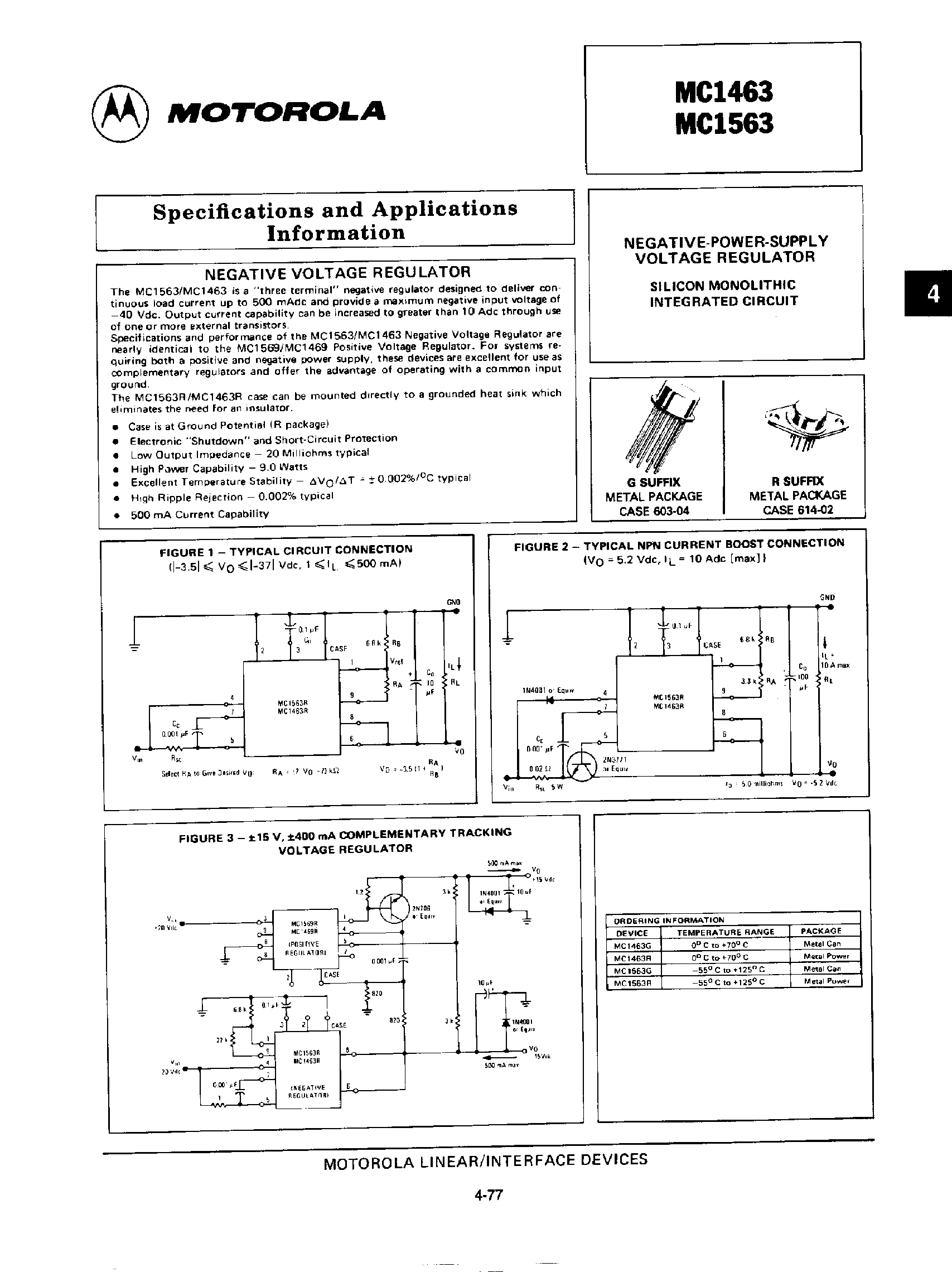 Даташит на микросхему MC1563 страница 1 Даташит MC1563 - Negative-Power Supply Voltage Regulator страница 1
