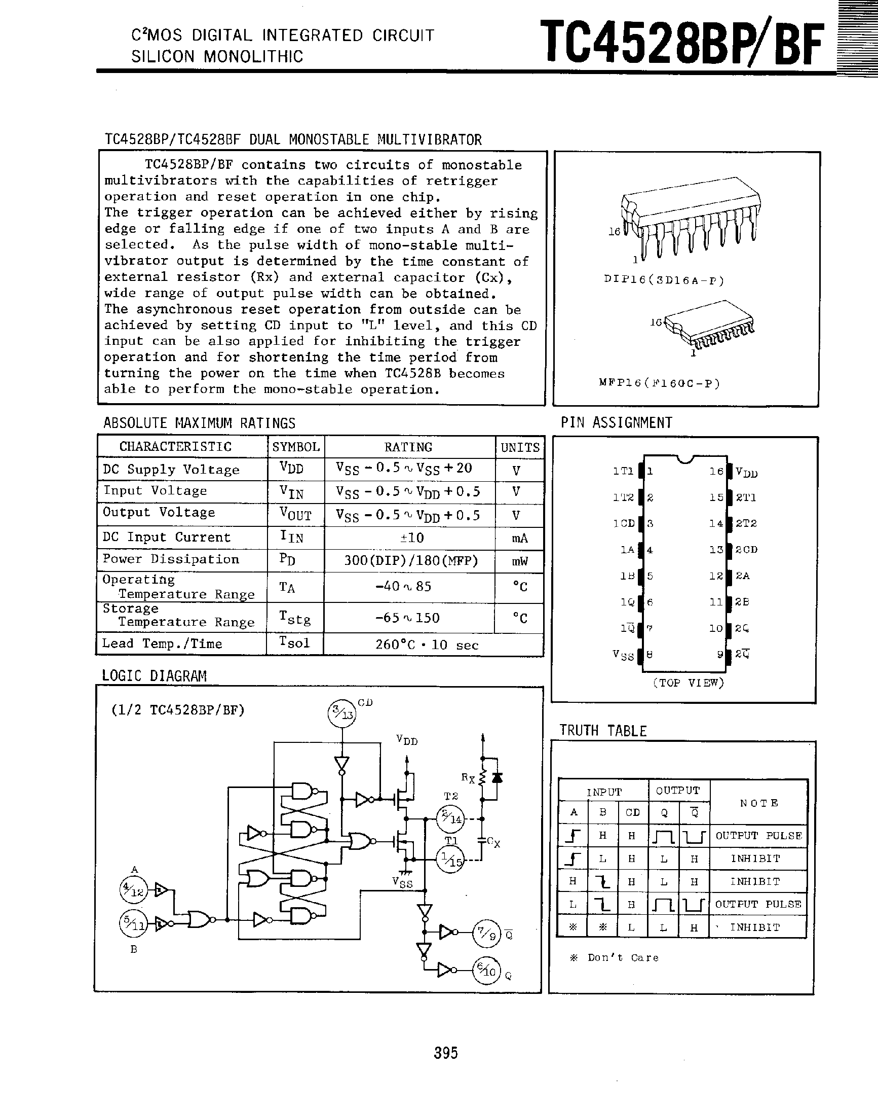 Datasheet TC4528 - Dual Monostable Multivibrator page 1