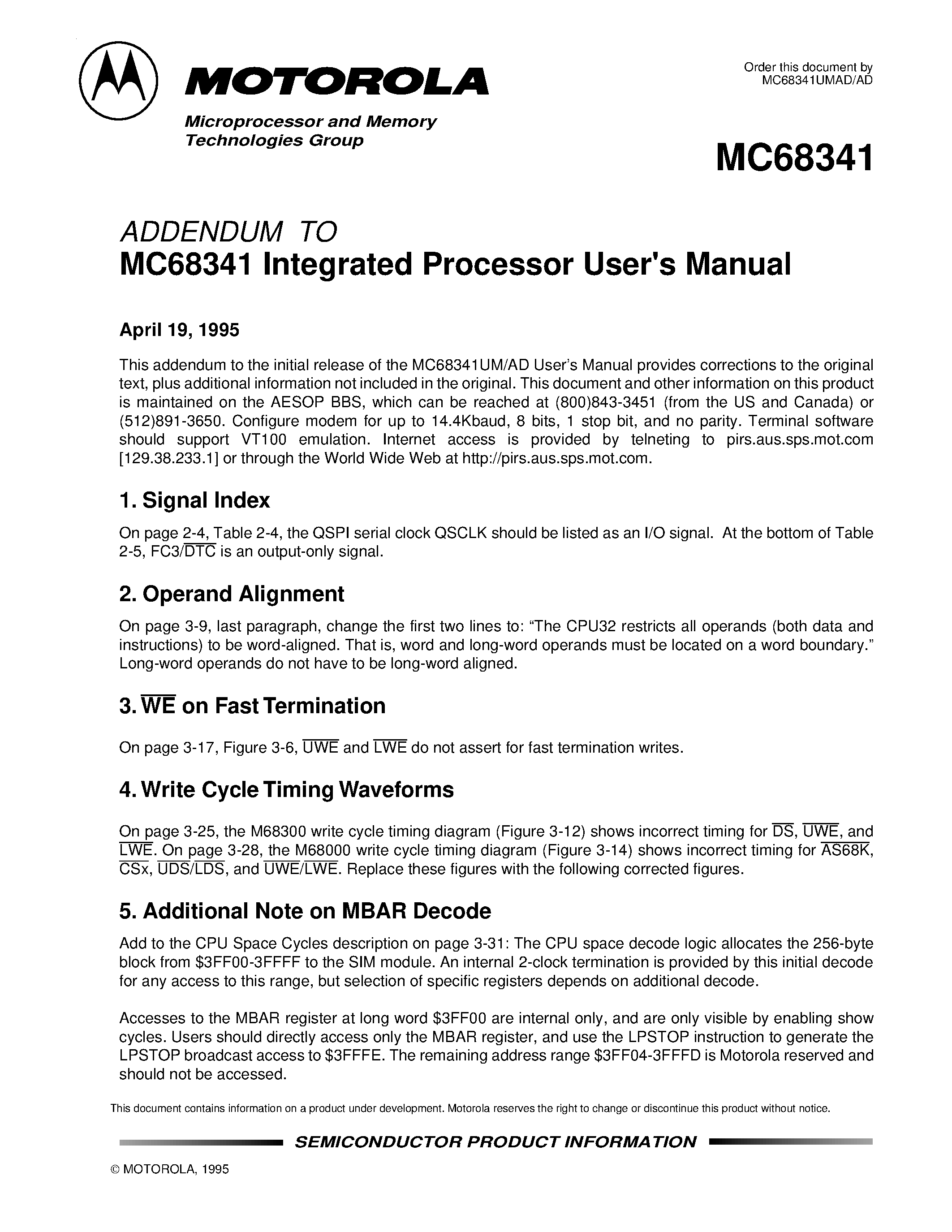Datasheet MC68341 - Integrated Processor Users Manual page 2