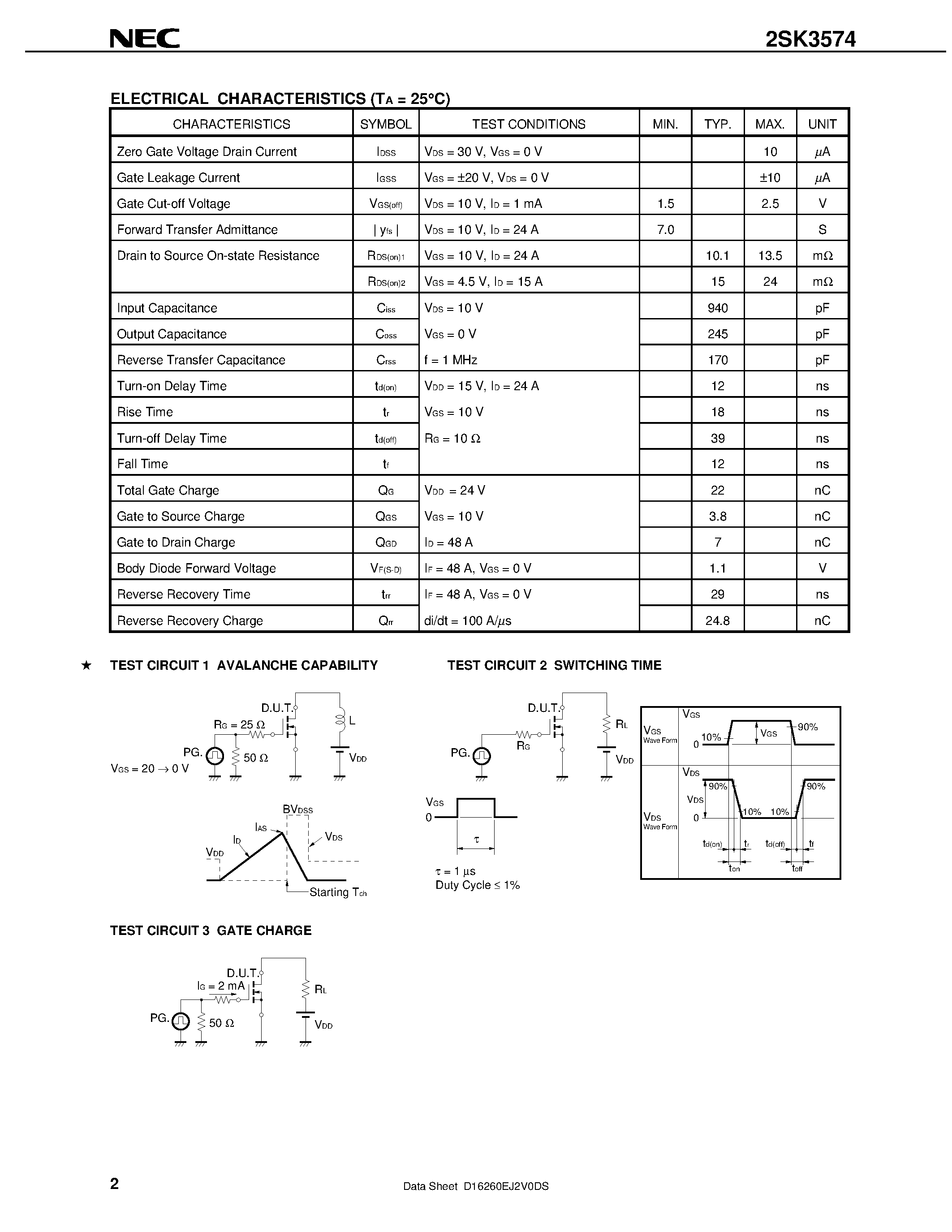 Datasheet 2SK3574 - Switching N-Channel Power MOS FET page 2