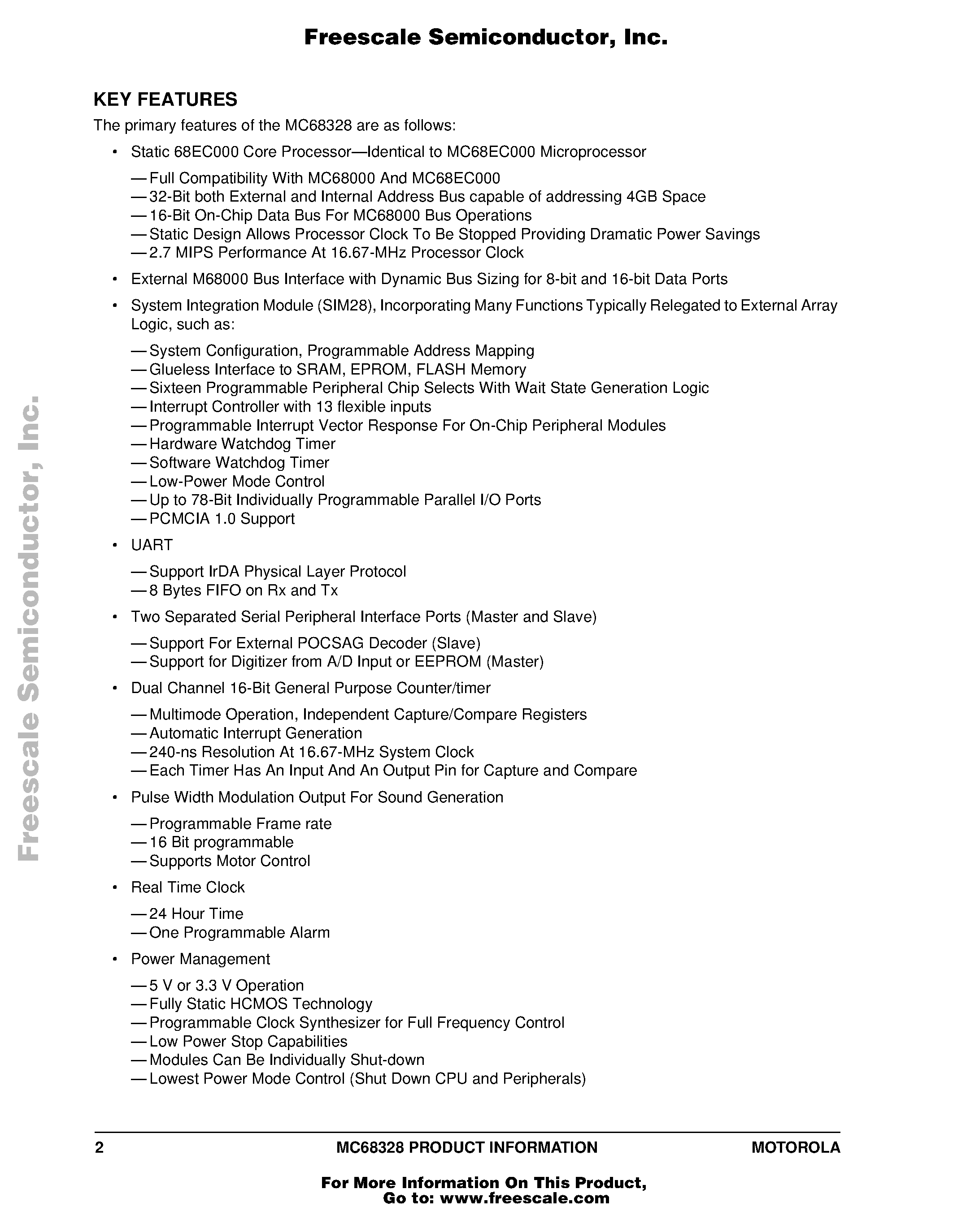 Datasheet MC68328 - Integrated Portable System Processor-DragonBall page 2