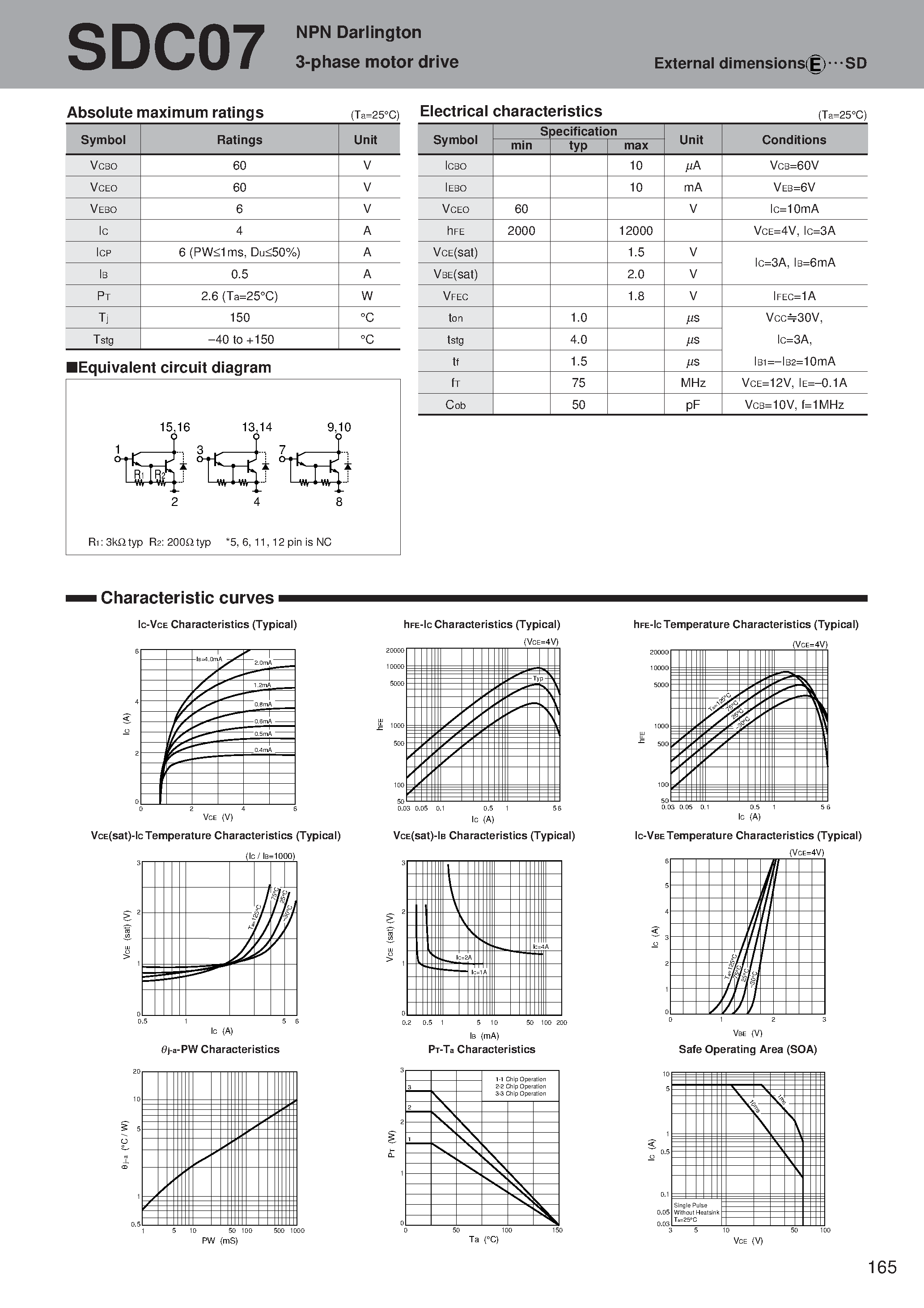 Datasheet SDC07 - NPN Darlington 3-phase motor drive page 1