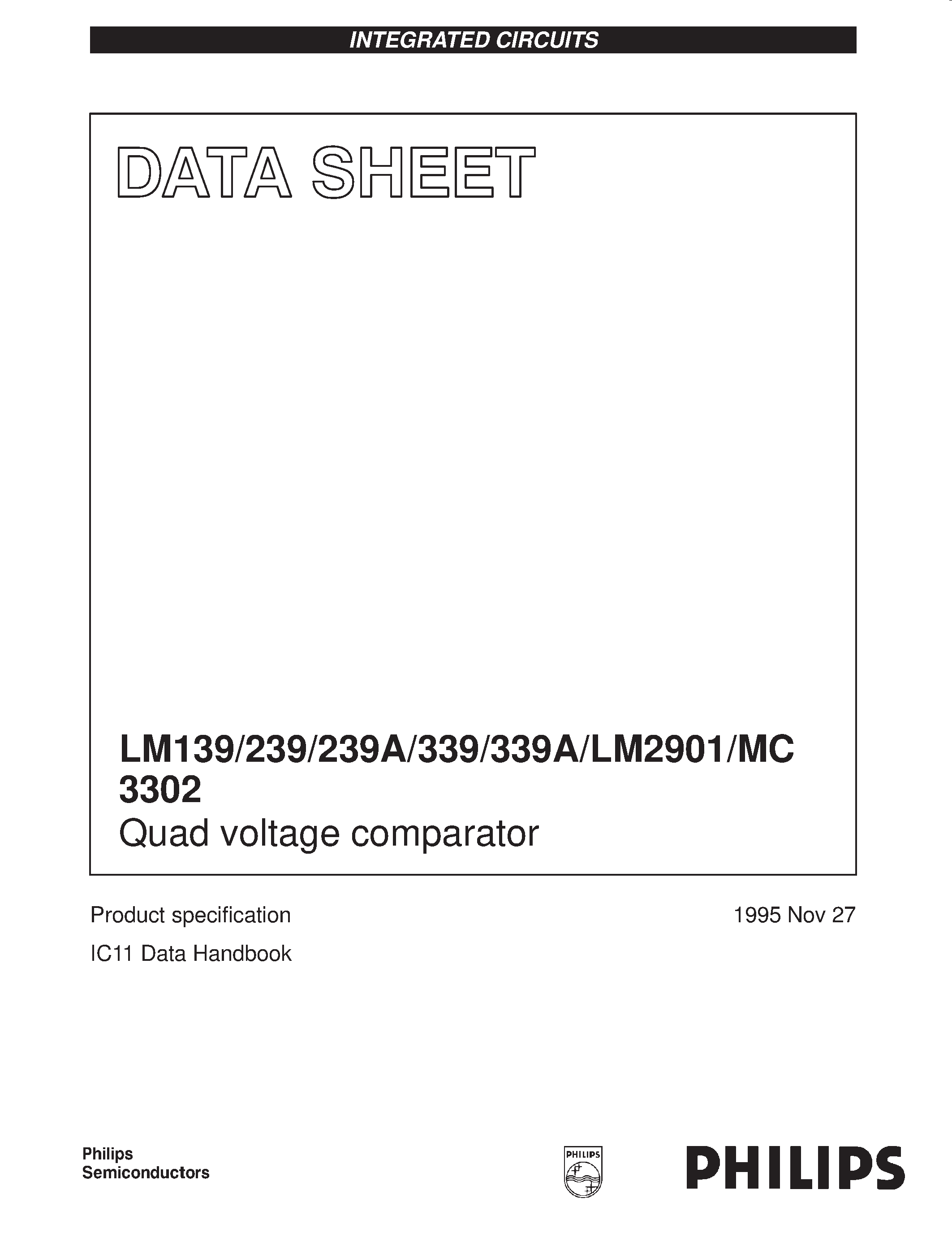 Даташит MC3302 - Quad voltage comparator страница 1