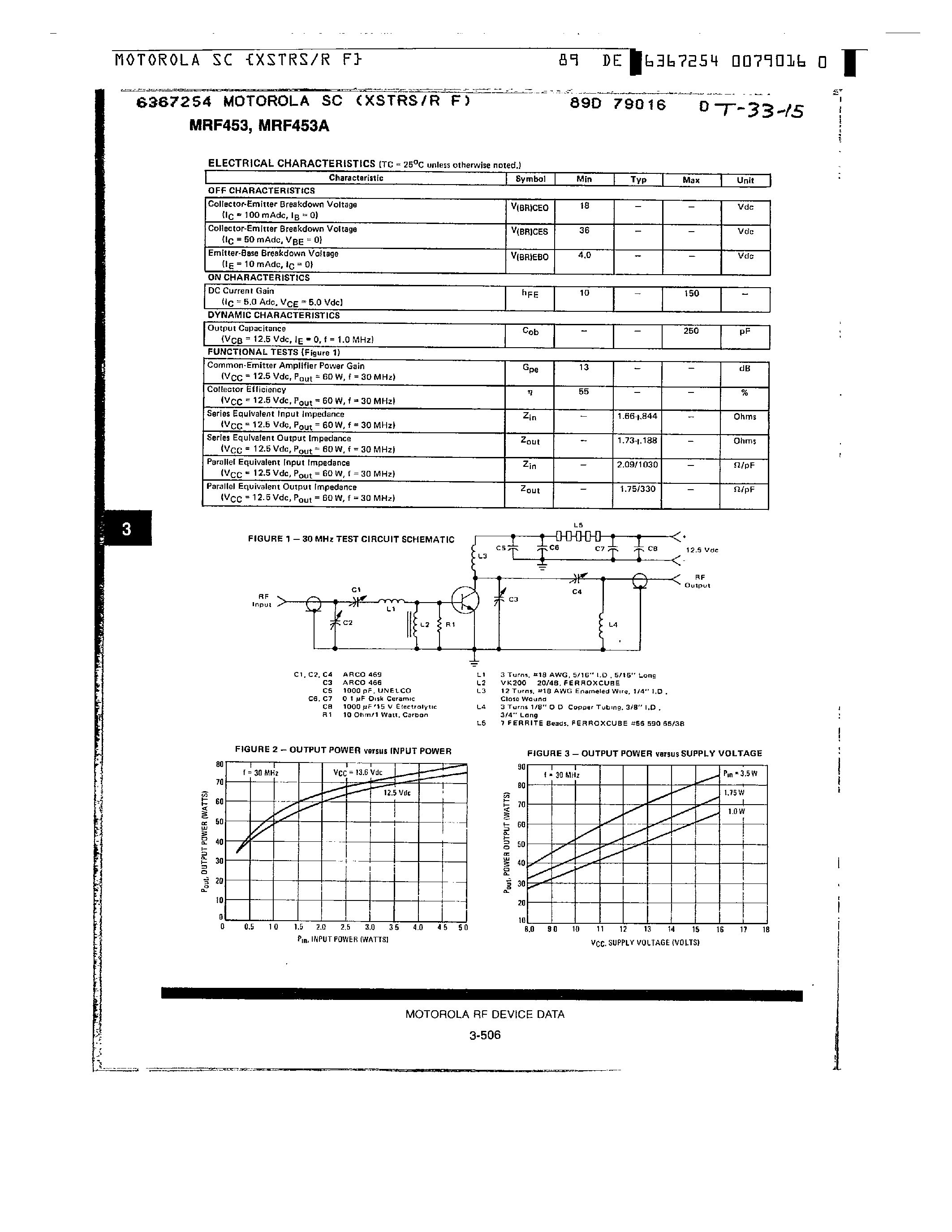 Datasheet MRF453 - RF POWER TRANSISTORS page 2