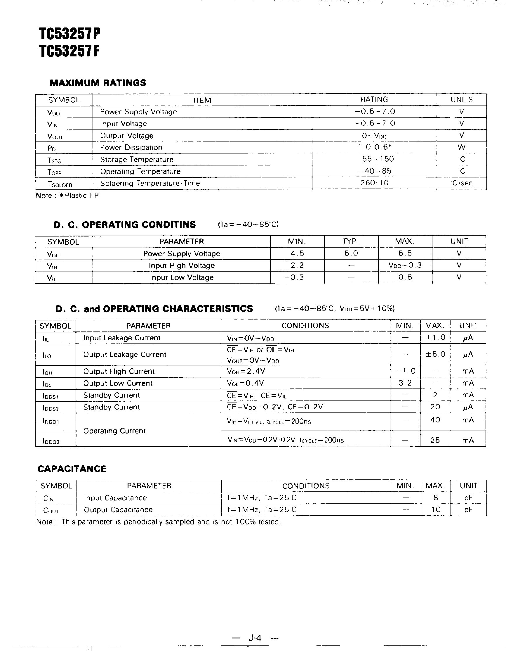Datasheet TC53257 - 256k-Bit CMOS MASK ROM page 2