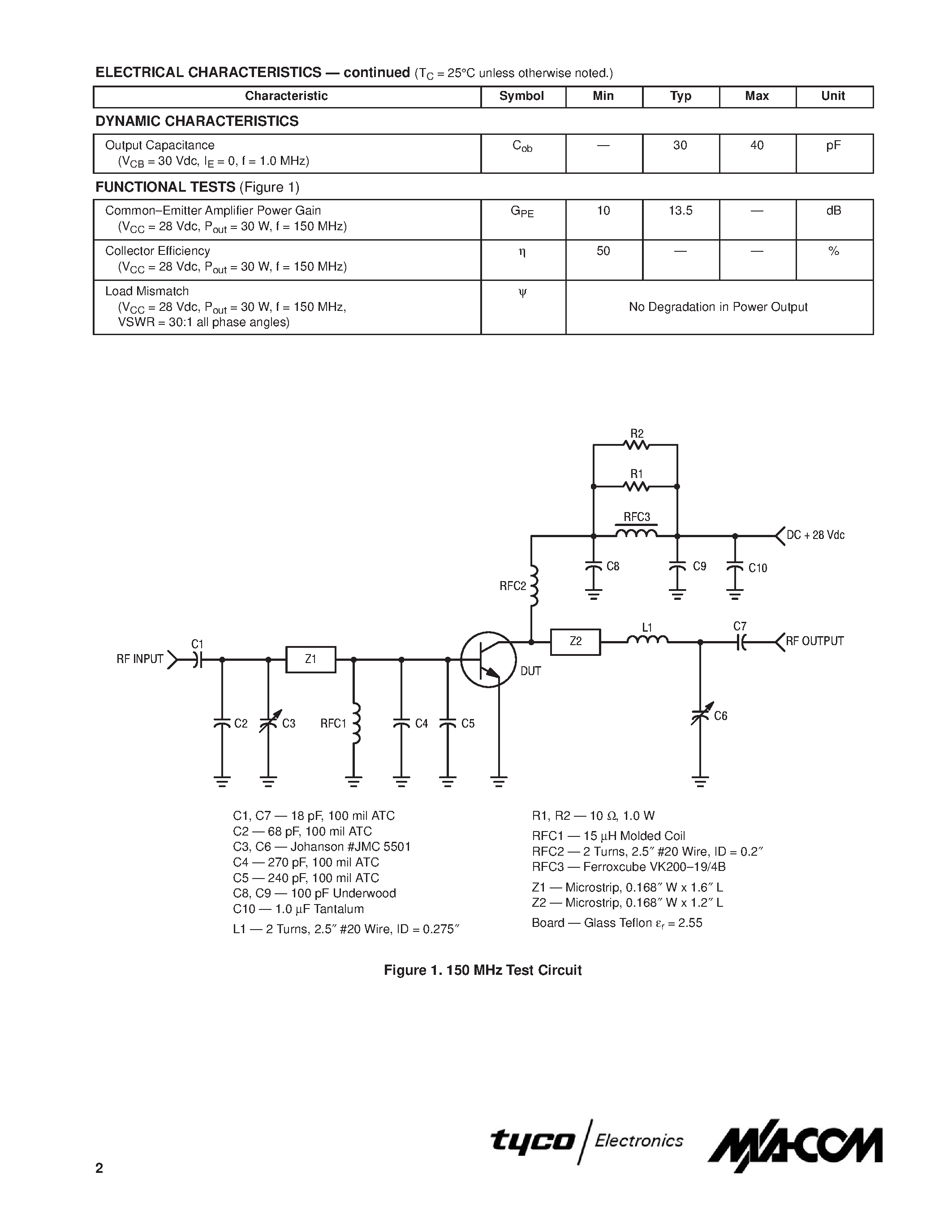 Datasheet MRF314 page 2 Datasheet MRF314 - RF POWER TRANSISTORS NPN SILICON page 2