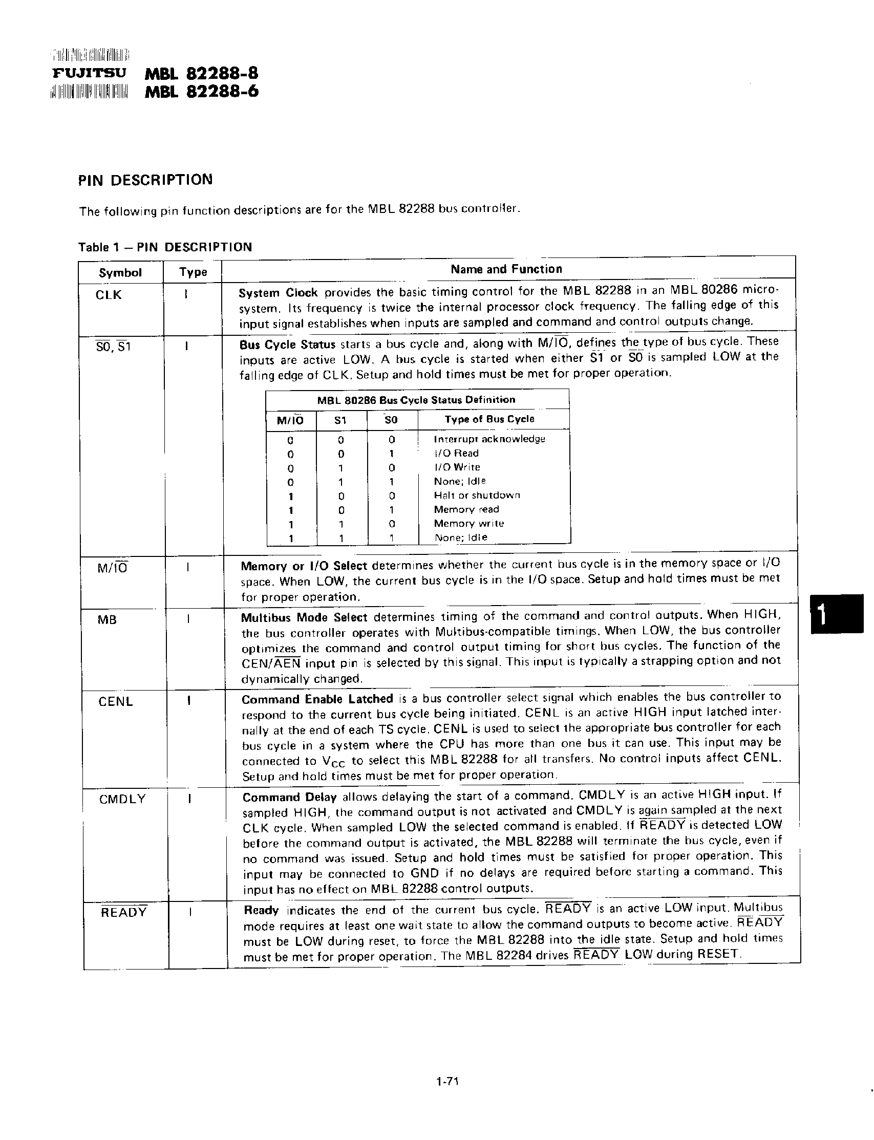 Datasheet MBL82288-x page 2 Datasheet MBL82288-x - NMOS Bus Controller page 2
