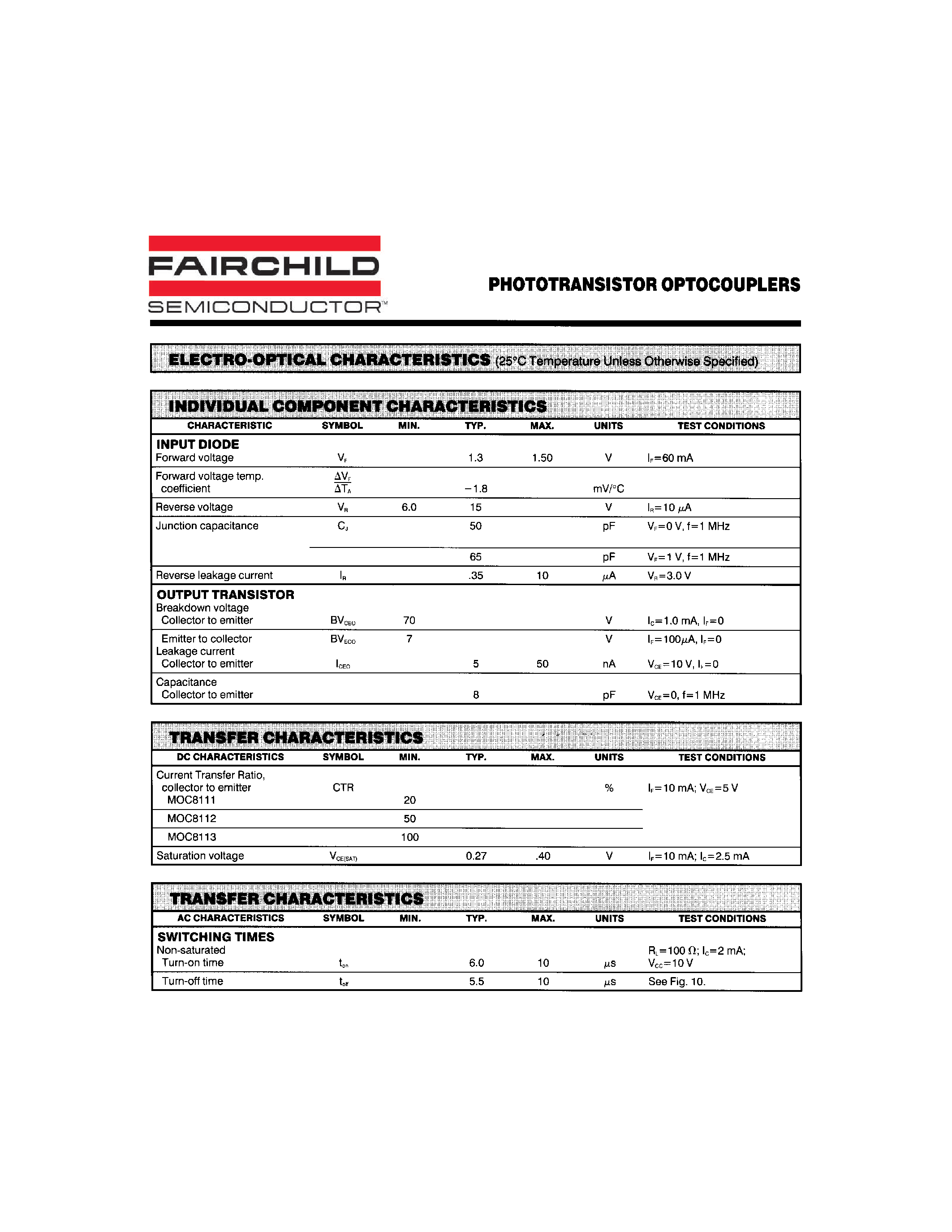 Даташит на микросхему MOC8111 страница 2 Даташит MOC8111 - (MOC8111 / MOC8112 / MOC8113) PHOTOTRANSISTOR OPTOCOUPLERS страница 2